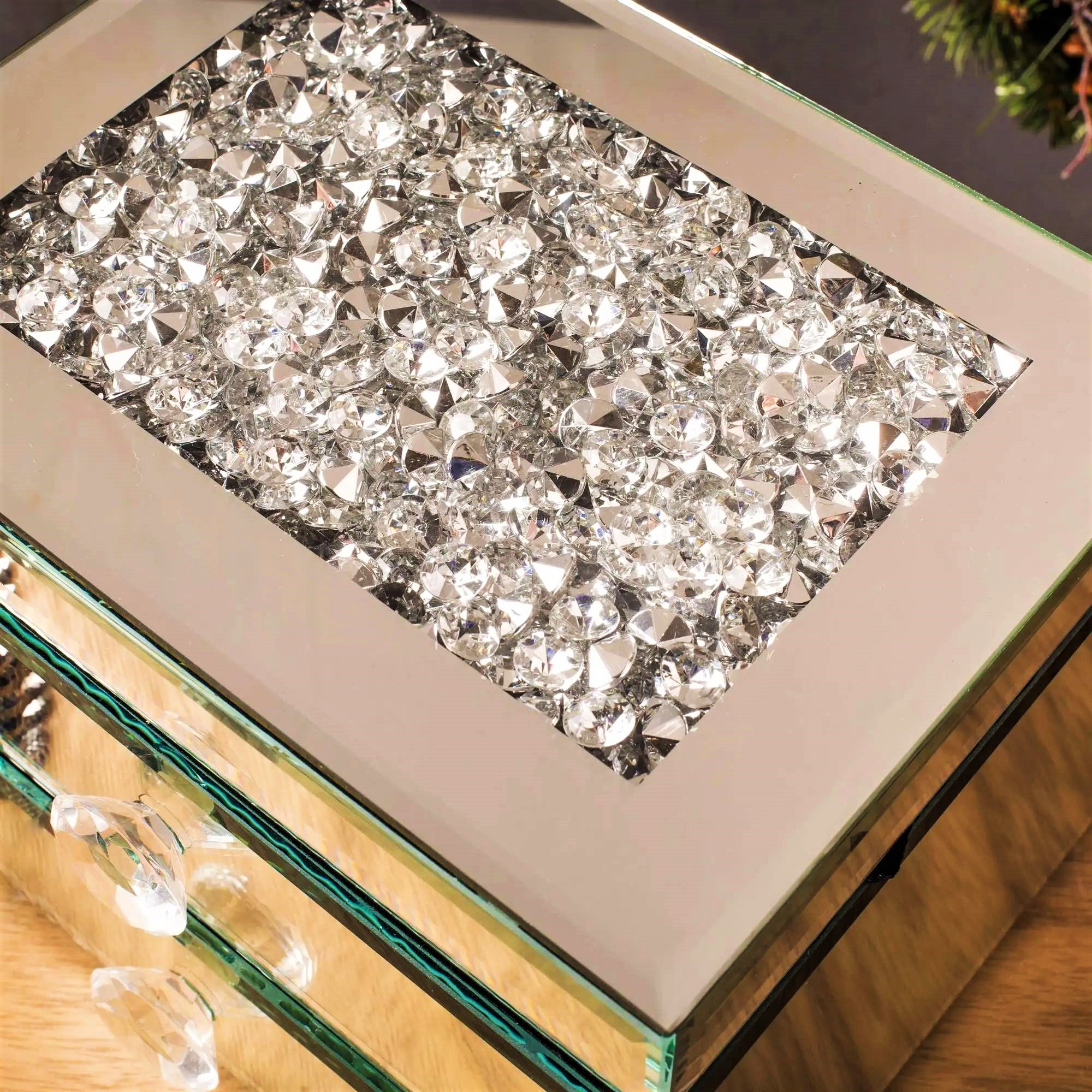 GEM Diamond Crush Mirrored Jewellery Box Set