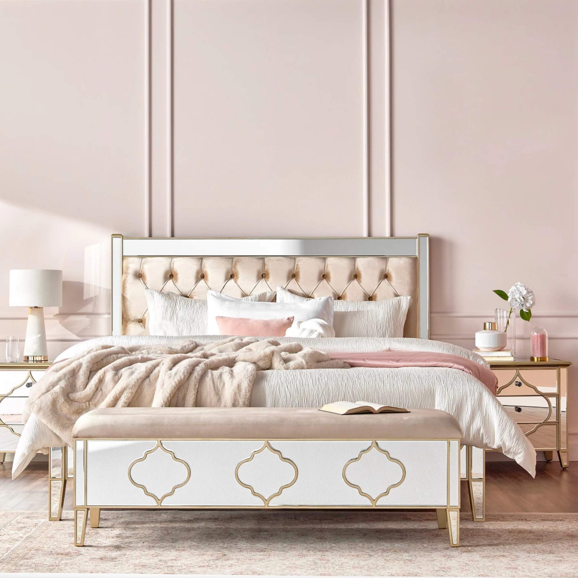 NIZAM Mirrored Moroccan Gold Collection - Bench