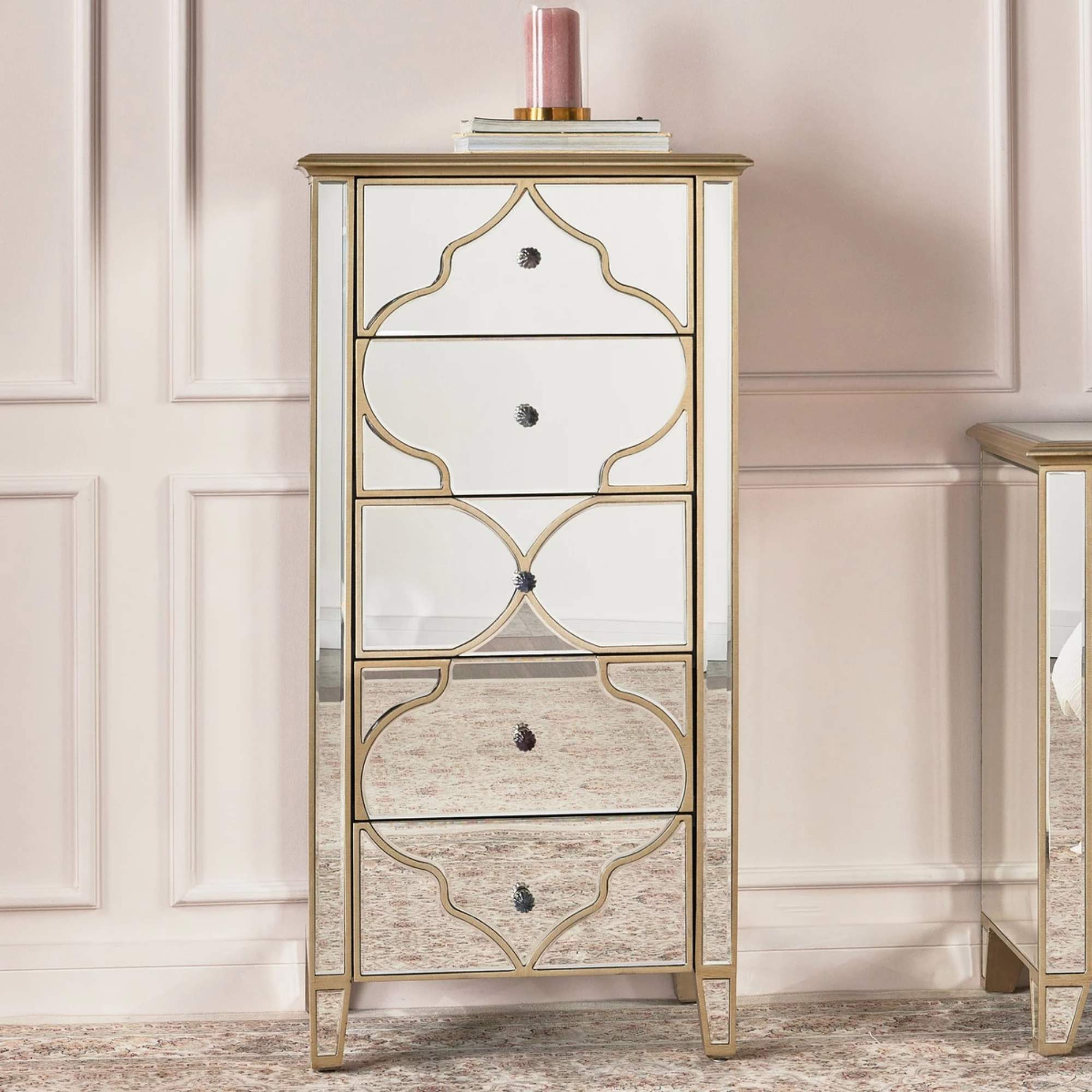 NIZAM Mirrored Moroccan Gold Collection - Vanity Chest