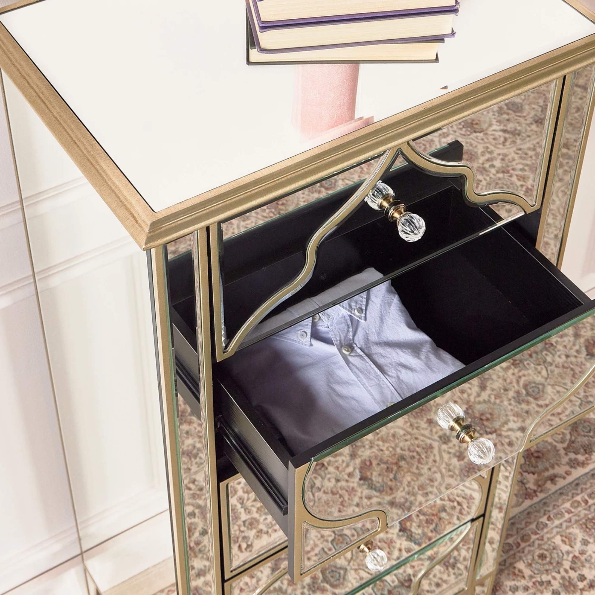 NIZAM Mirrored Moroccan Gold Collection - Vanity Chest