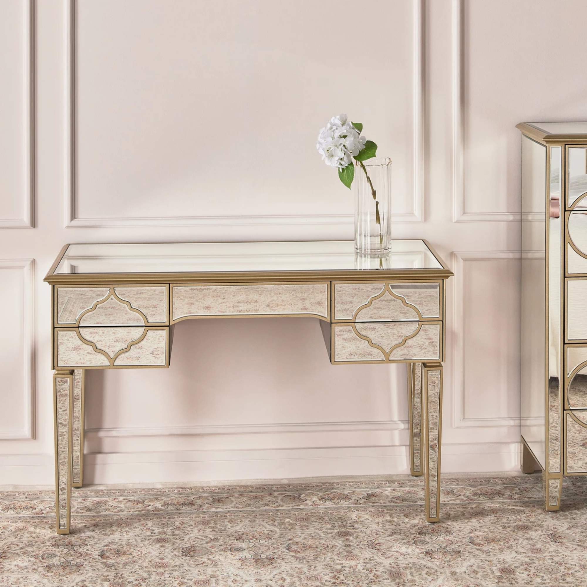 NIZAM Mirrored Moroccan Gold Collection - Vanity Console