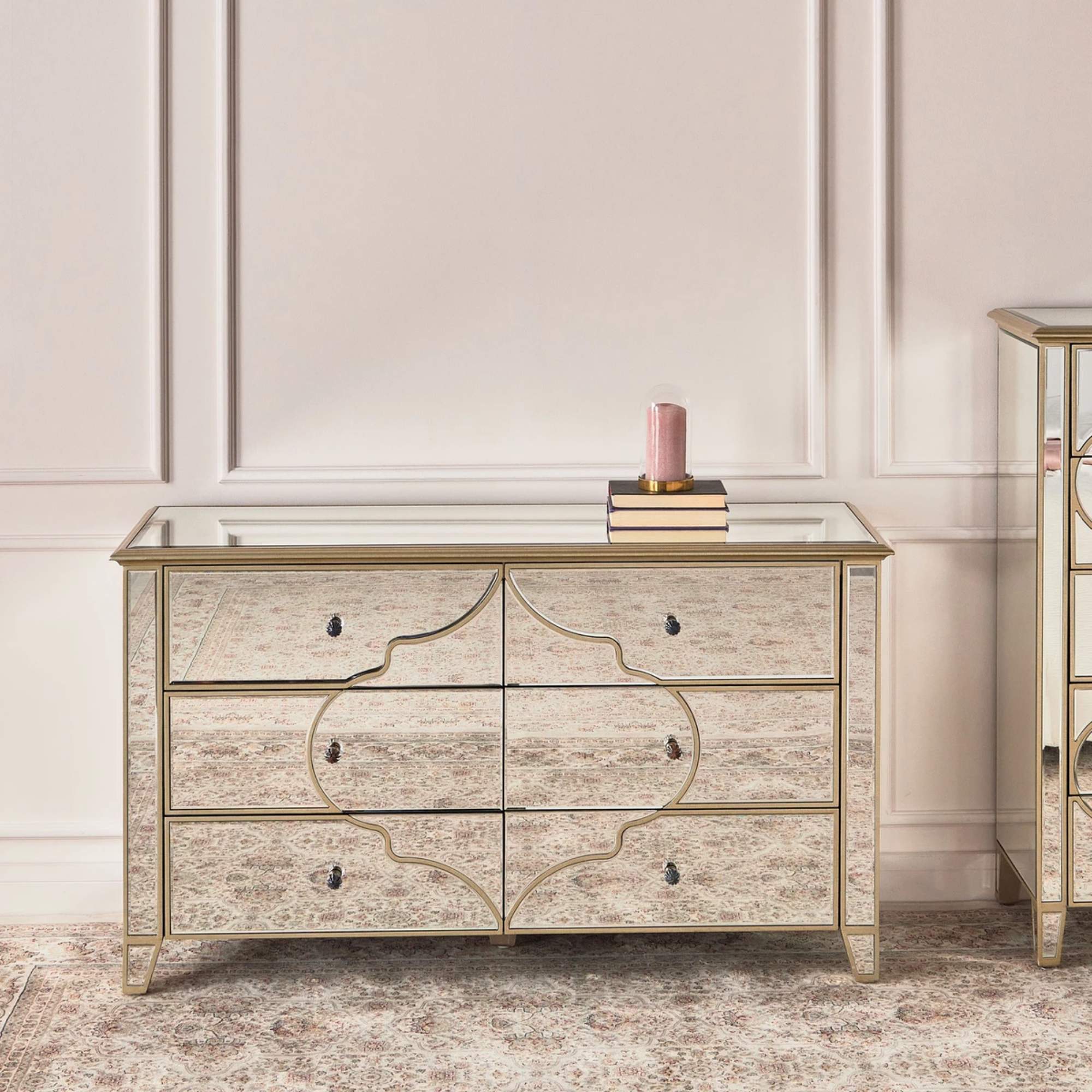 NIZAM Mirrored Moroccan Gold Collection - Vanity Dresser
