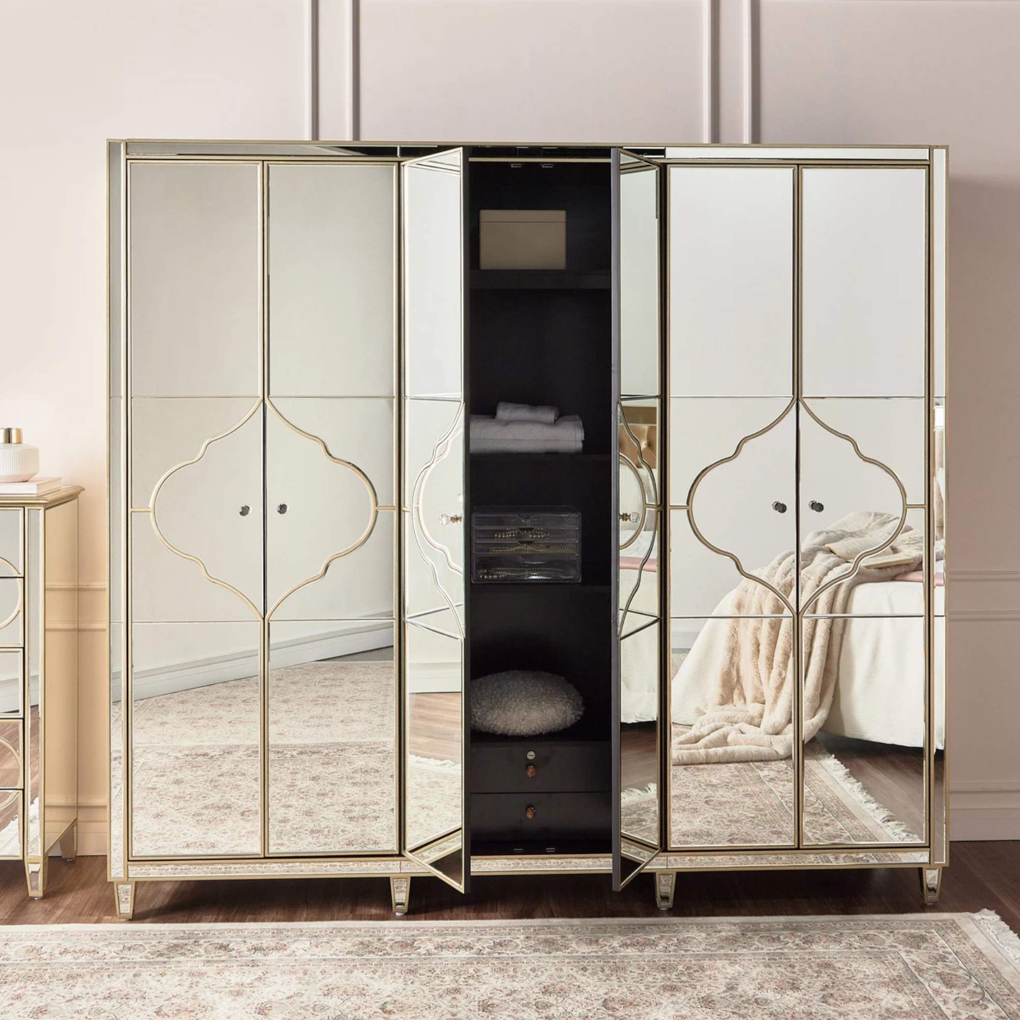 NIZAM Mirrored Moroccan Gold Collection - Wardrobe