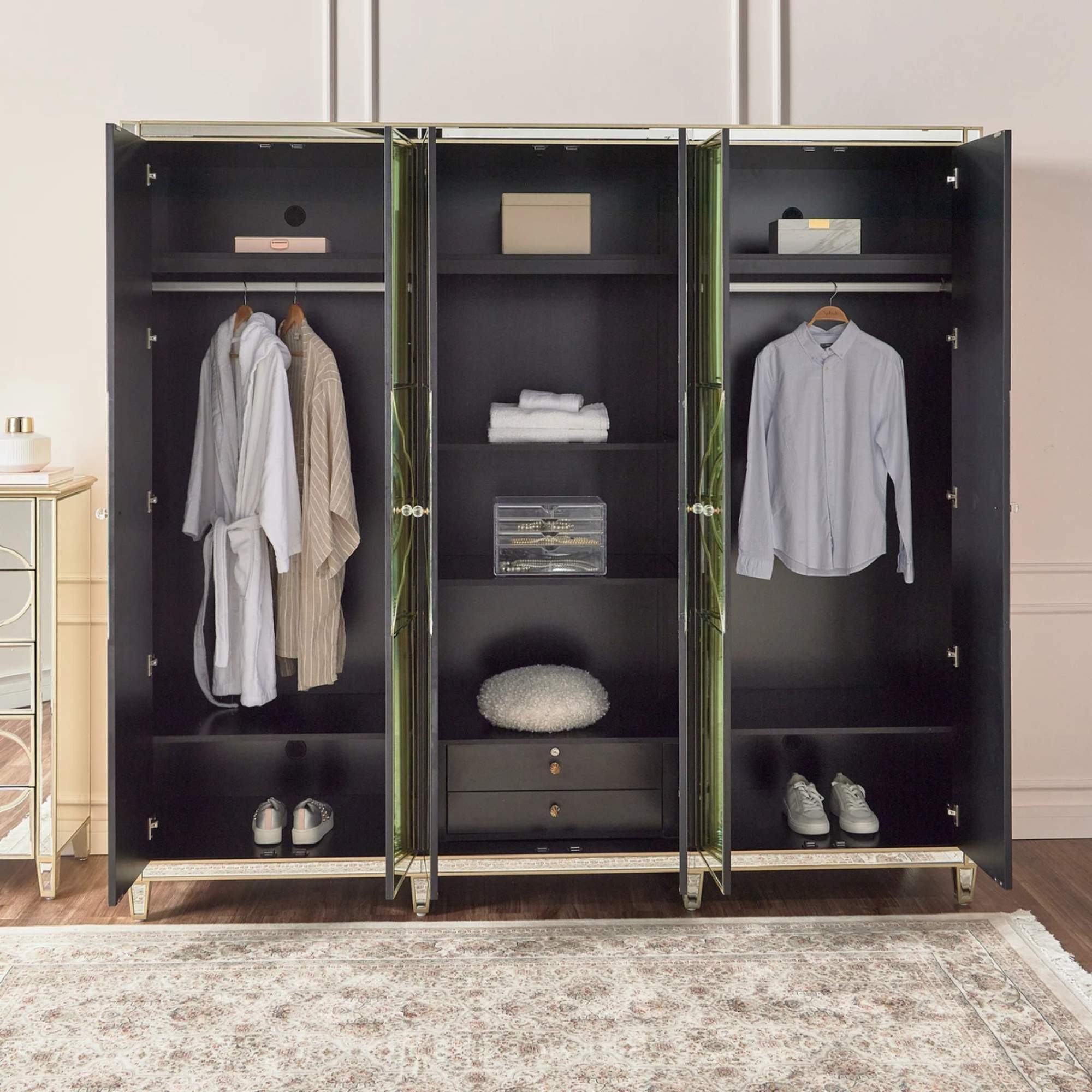 NIZAM Mirrored Moroccan Gold Collection - Wardrobe