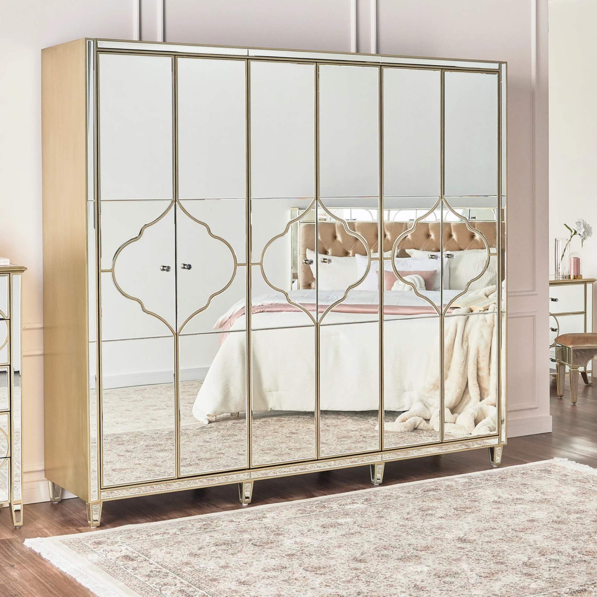 NIZAM Mirrored Moroccan Gold Collection - Wardrobe