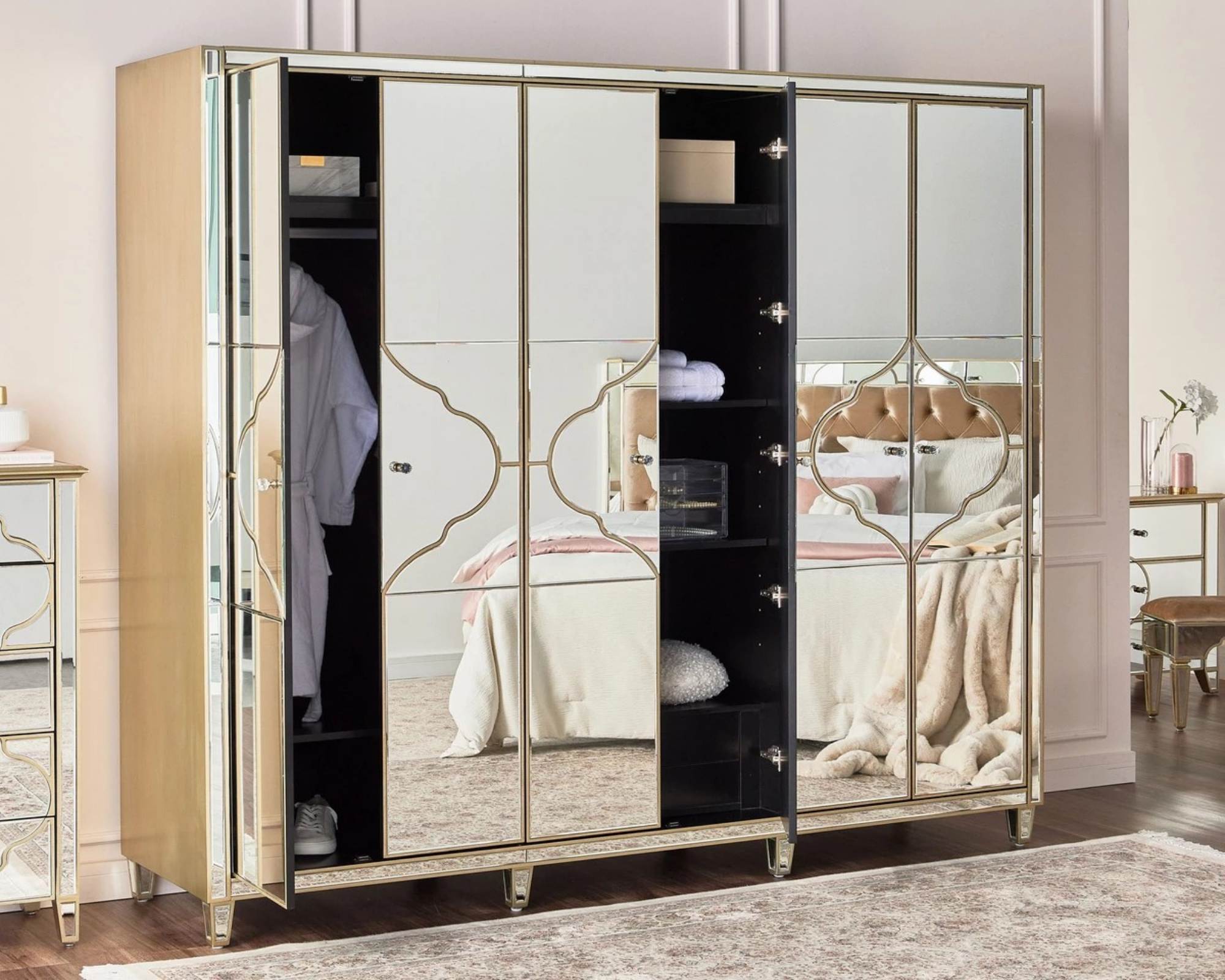 NIZAM Mirrored Moroccan Gold Collection - Wardrobe