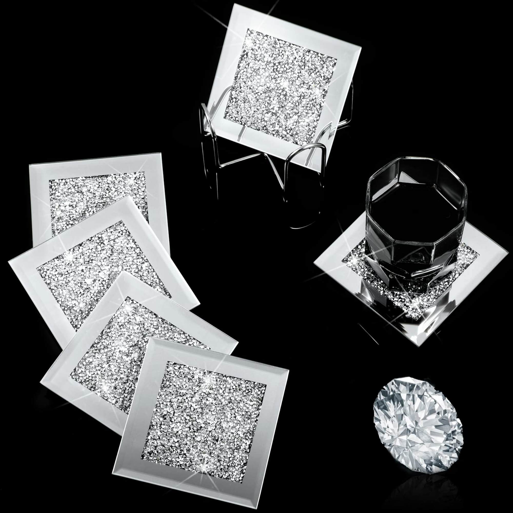 NORALI Diamond Crush Mirrored Coaster Set