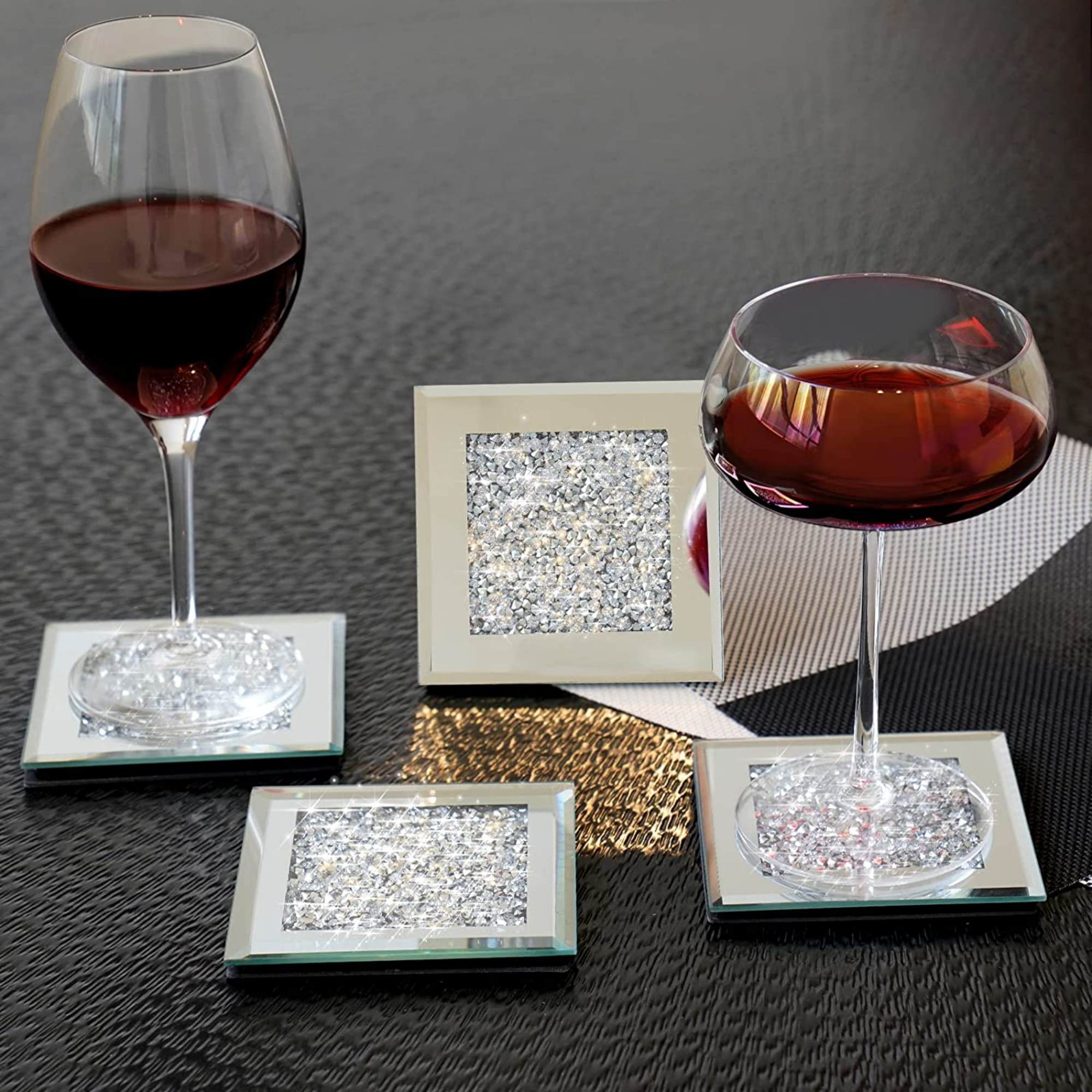 NORALI Diamond Crush Mirrored Coaster Set
