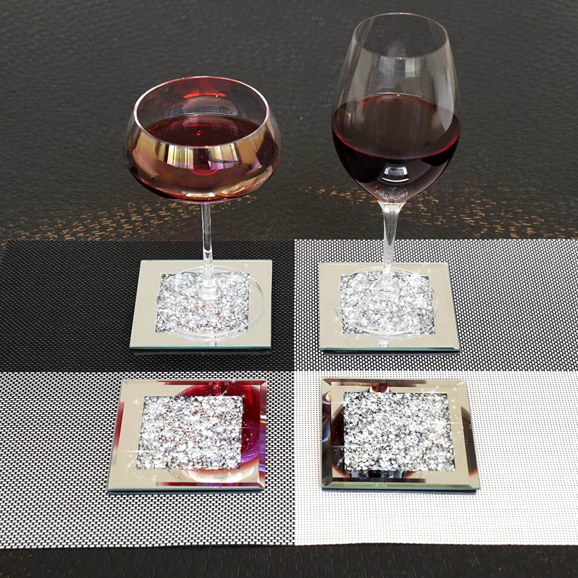NORALI Diamond Crush Mirrored Coaster Set