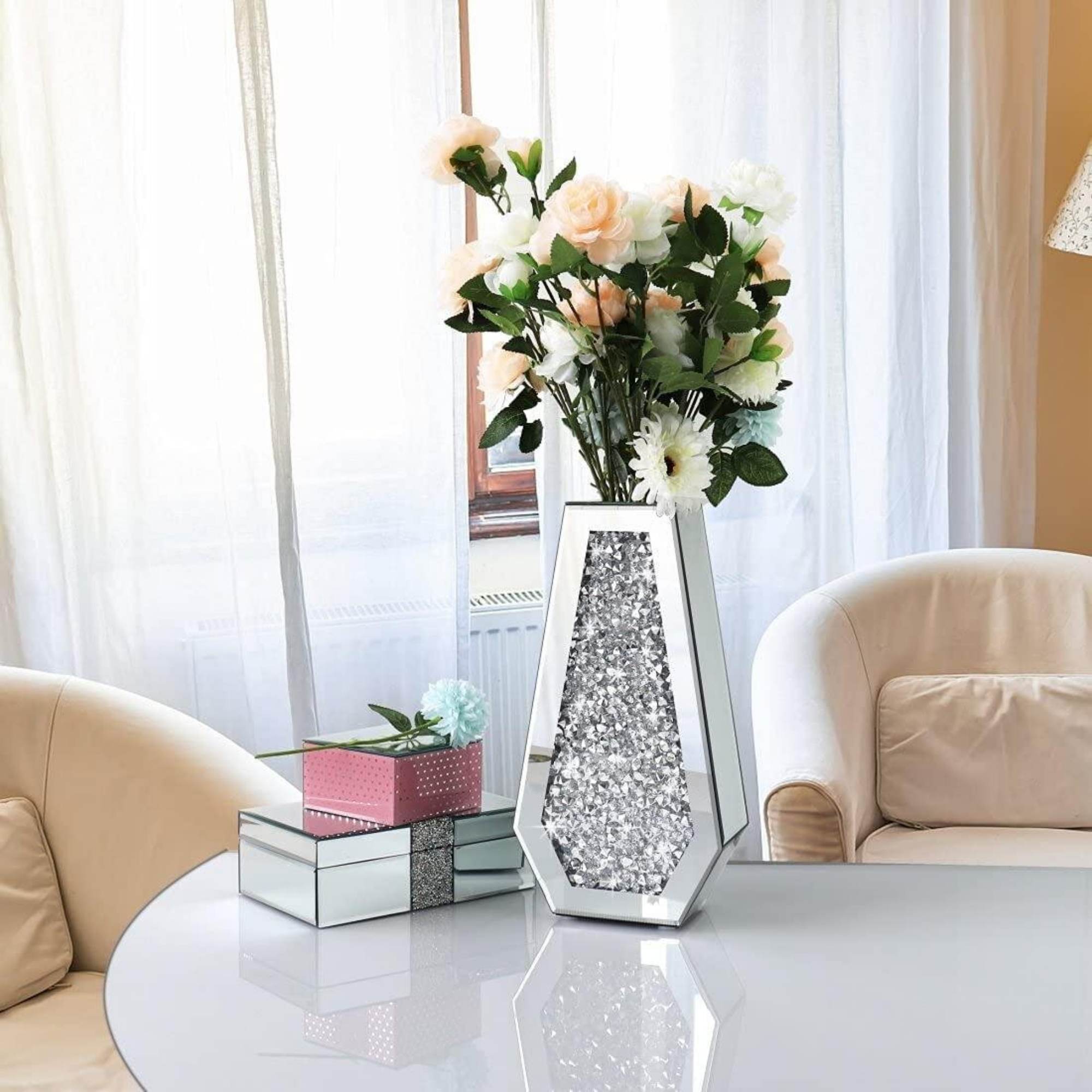 NORALI Diamond Crush Mirrored Planter Vase