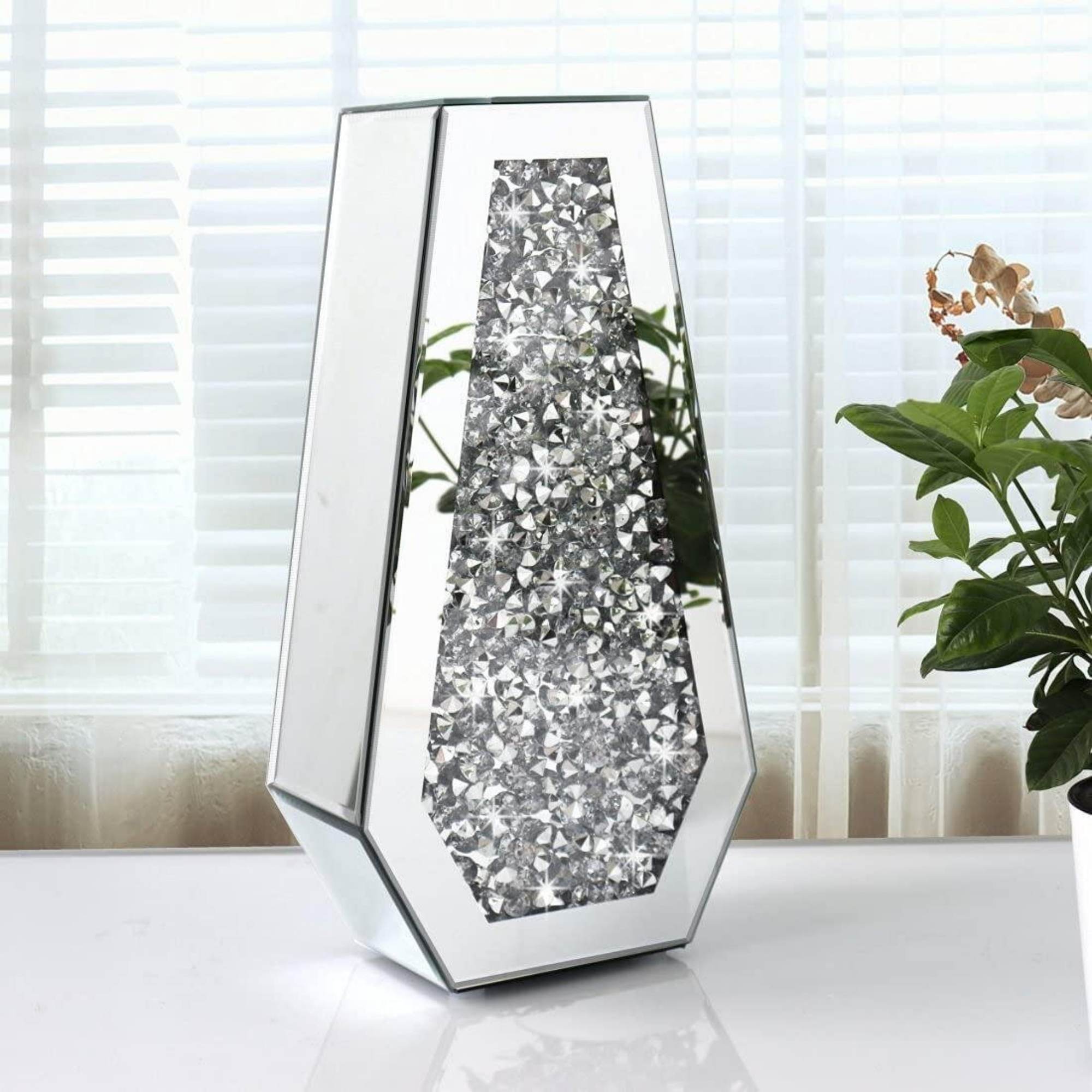 NORALI Diamond Crush Mirrored Planter Vase