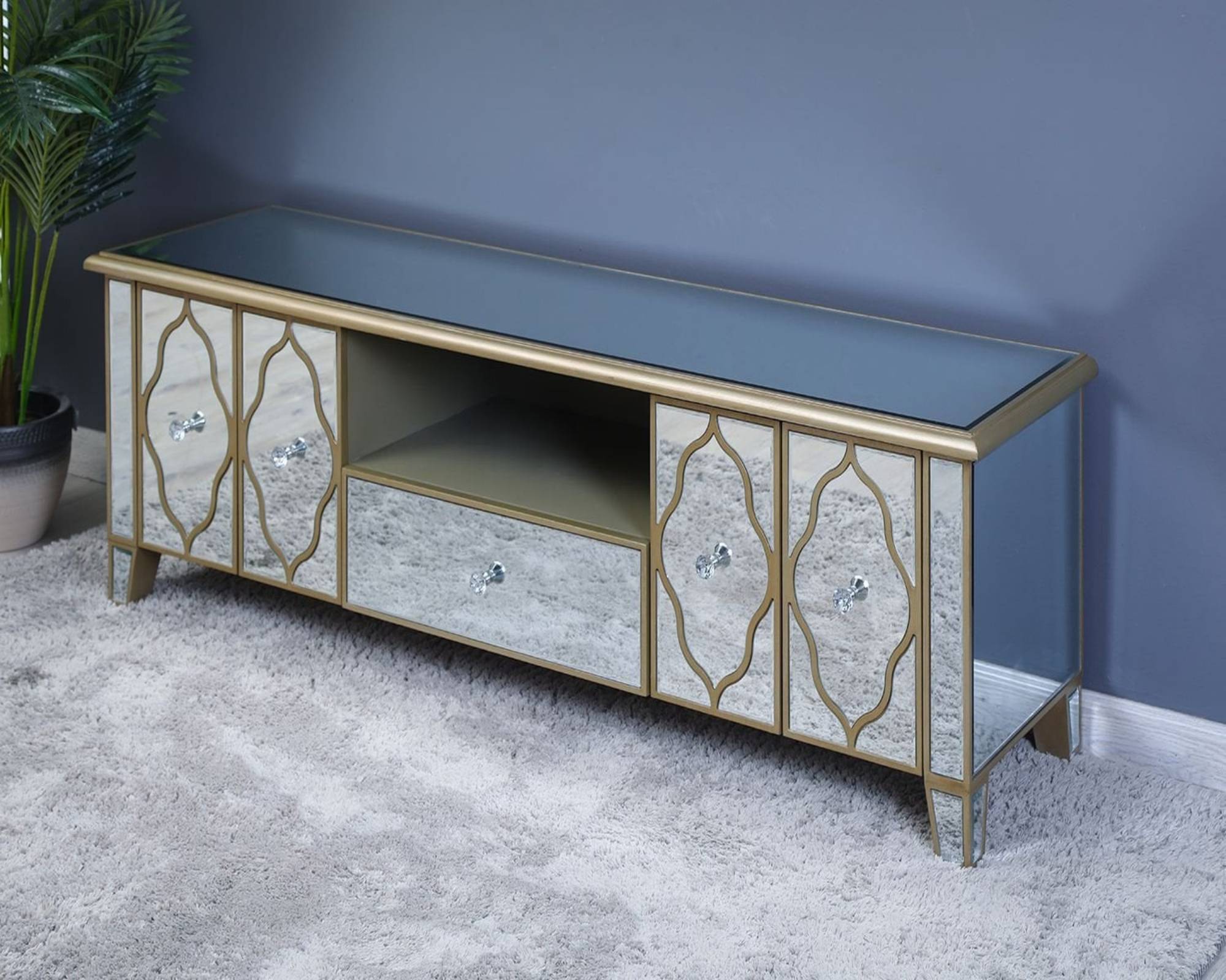 QUILLA Mirrored Moroccan Gold Collection - TV Unit
