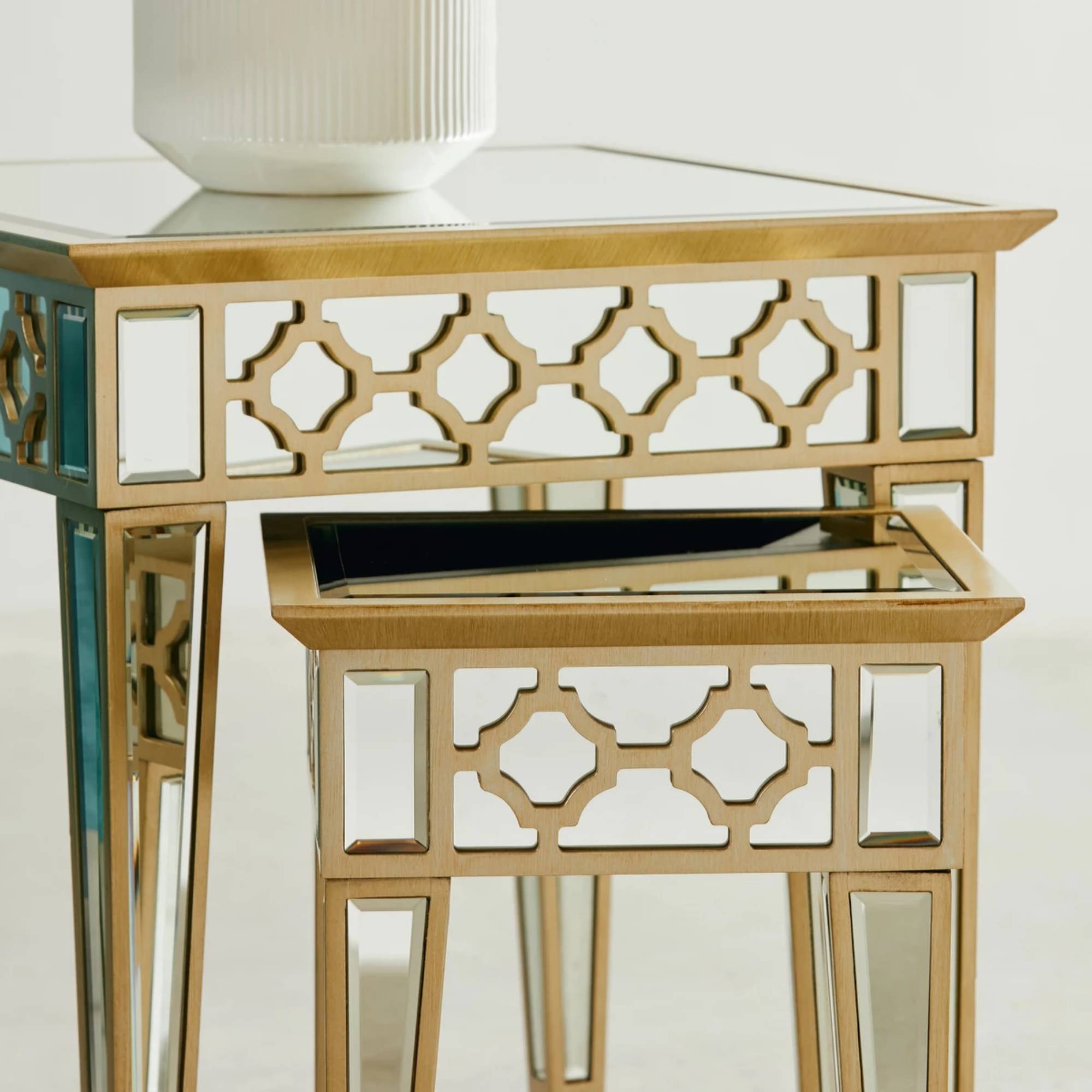 RABAT Mirrored Moroccan Gold Collection - Accent Table Set