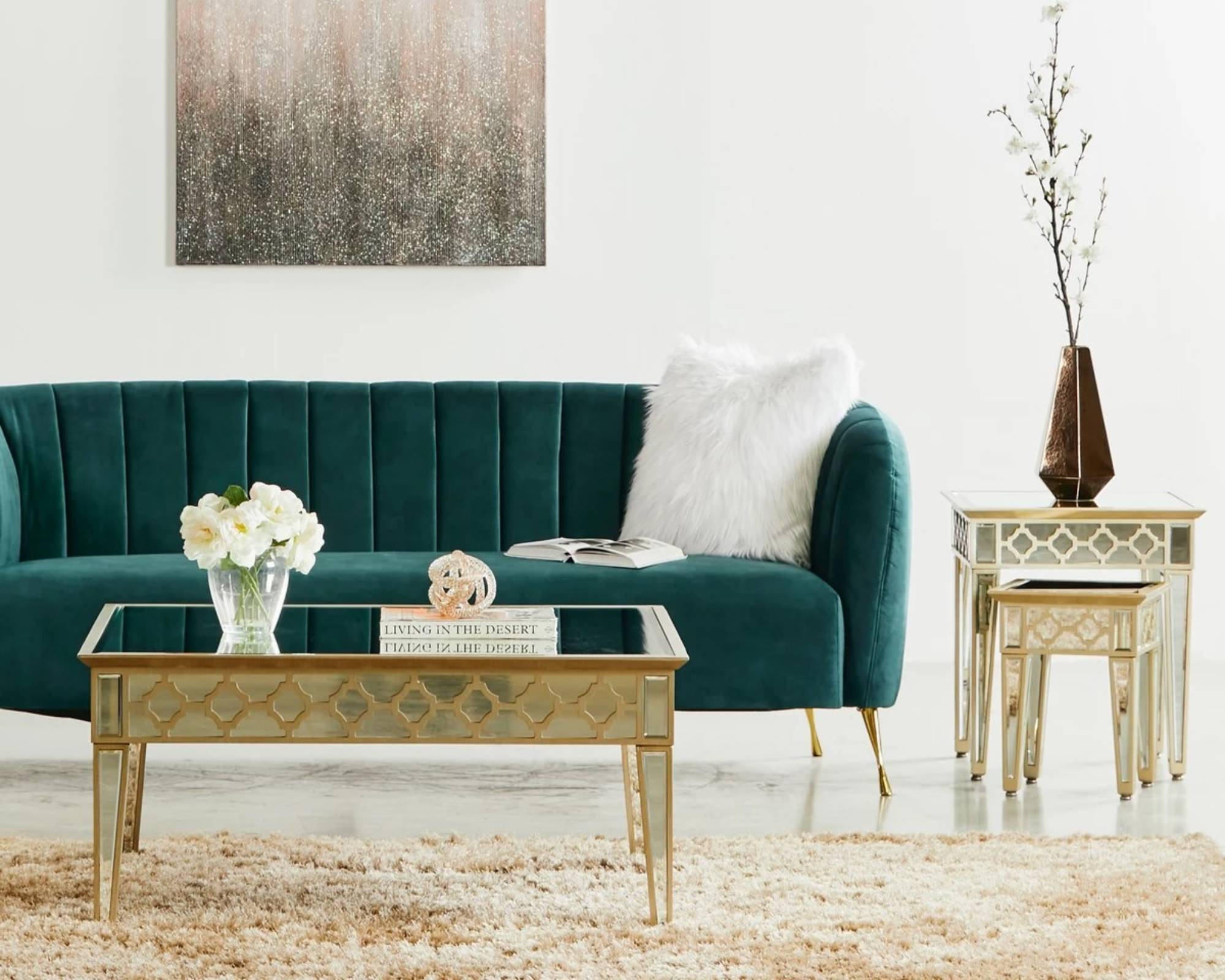 RABAT Mirrored Moroccan Gold Collection - Accent Table Set