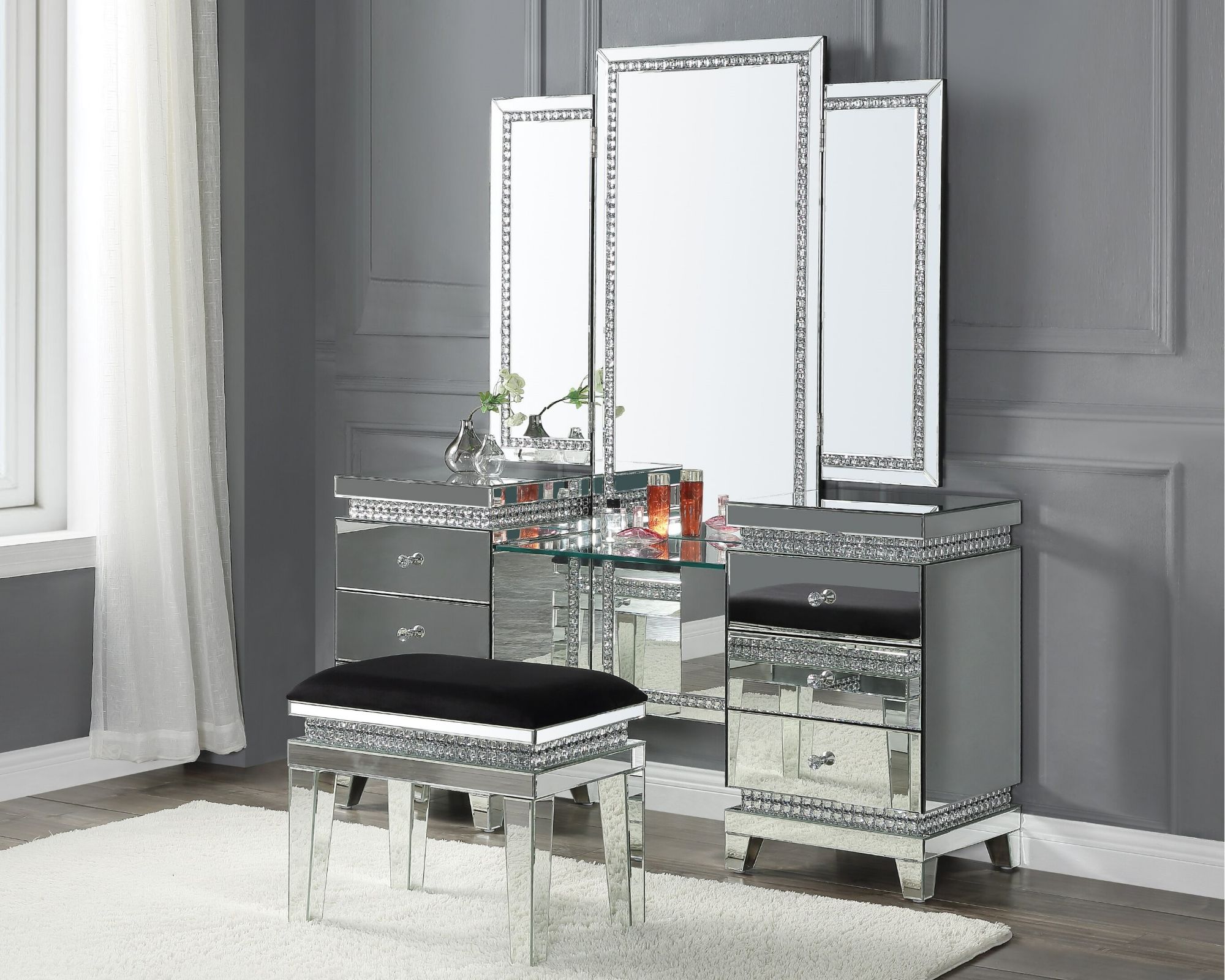 TAL Mirrored Vanity Station Set