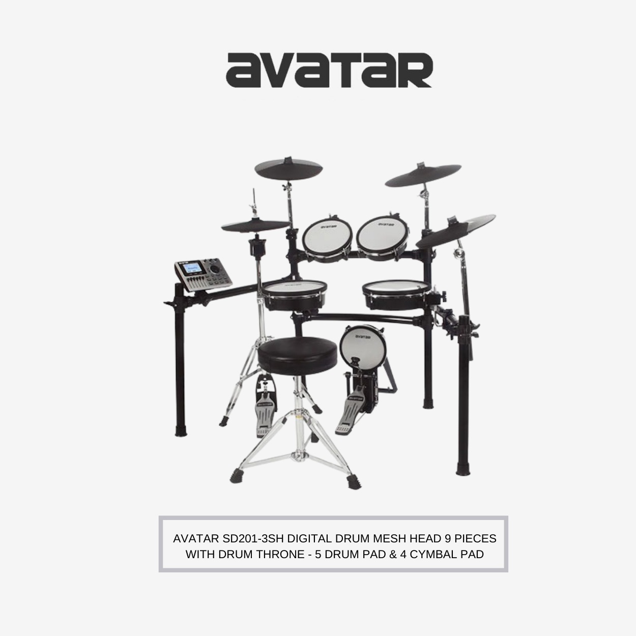Avatar SD201 3SH Electronic Drum Kit 9 Piece With Drum Throne