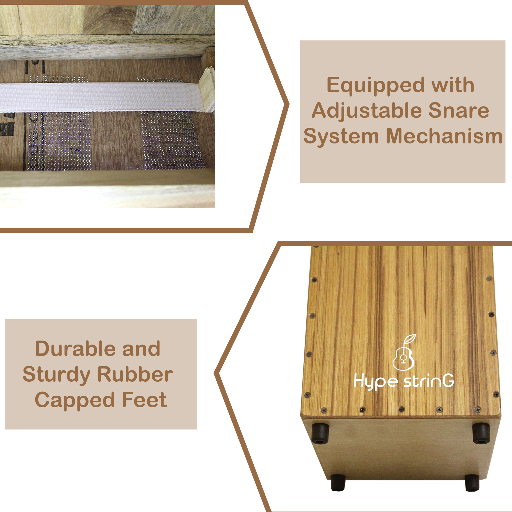 Hype String Cajon Birch Wood Adjustable Snare CB500AS