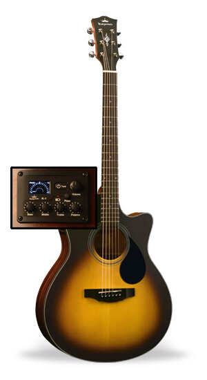 Kepma A1Ce Semi Acoustic Guitar Sunburst Glossy