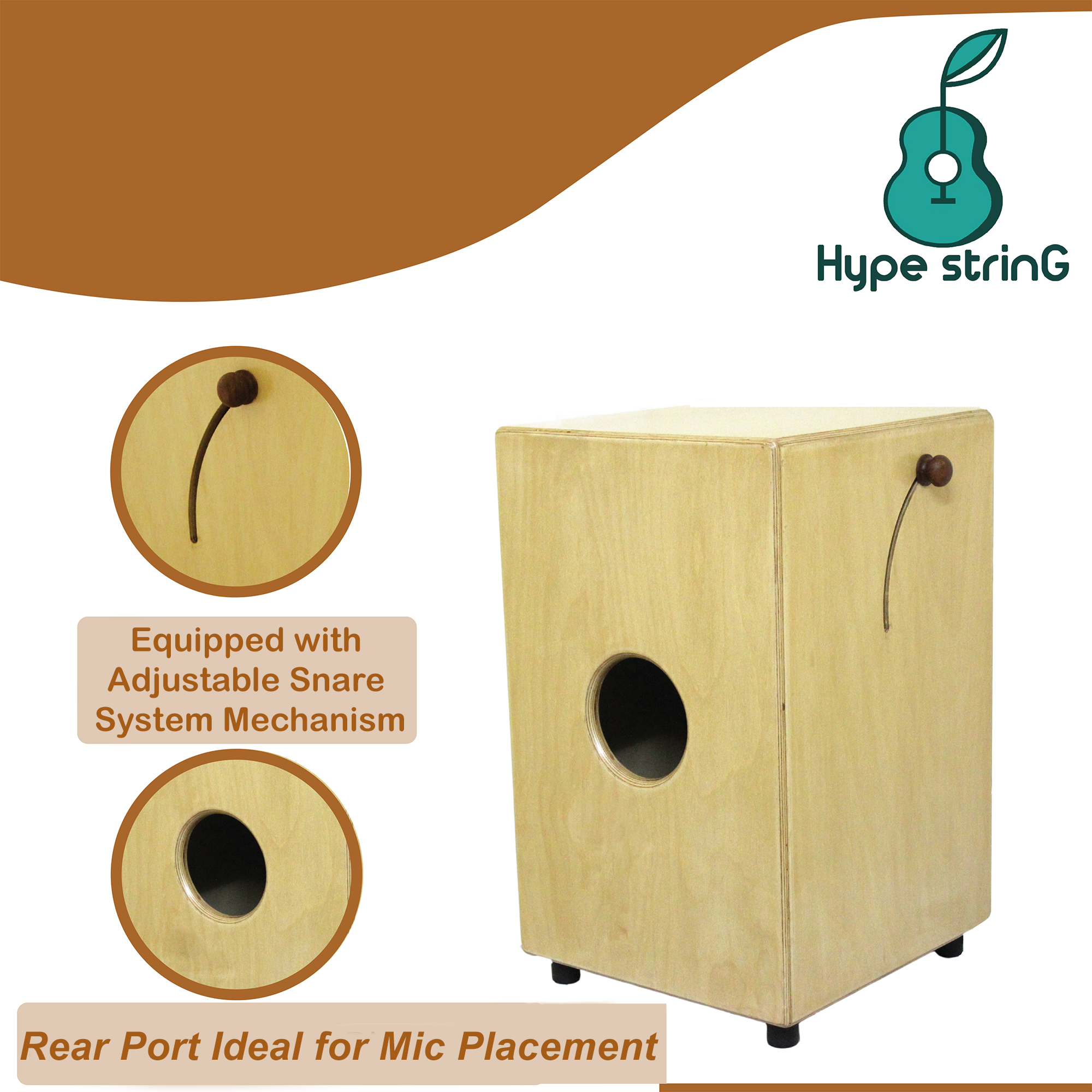 Hype String Cajon Birch Wood Adjustable Snare CB500AS