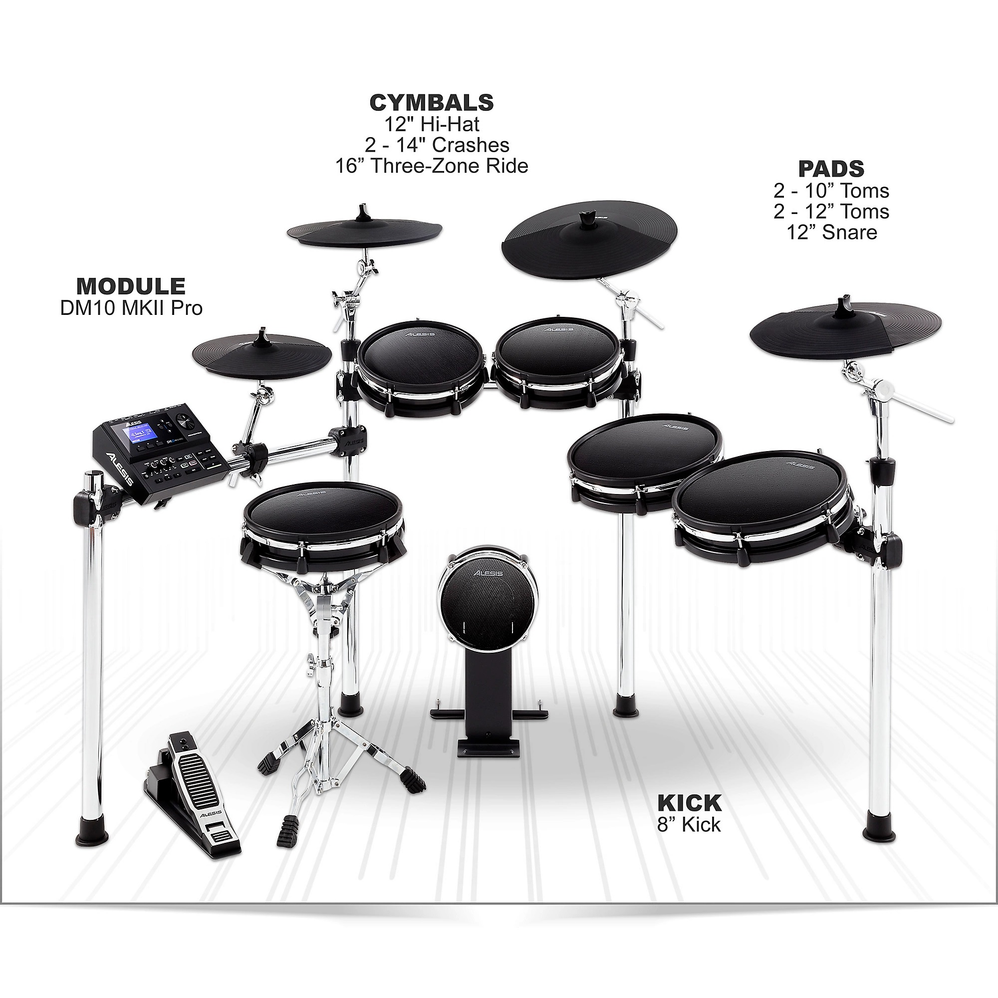 Alesis DM10 MKII Pro Kit Premium Ten-Piece Electronic Drum Kit with Mesh Heads