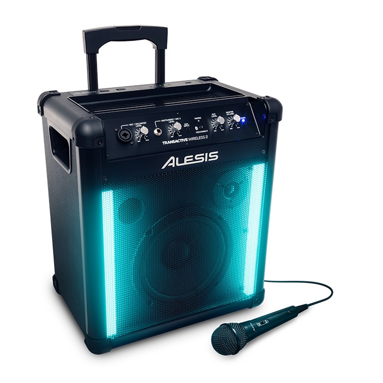 Alesis TransActive Wireless 2 Portable Powered Bluetooth 2-Way Speaker System with Rechargeable Battery and Lights