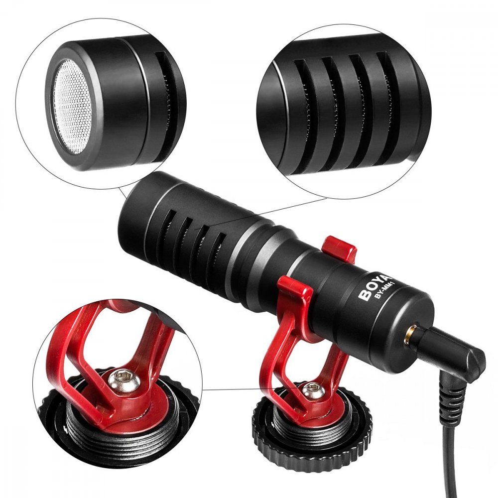 Image of BOYA by-MM1 Universal Cardiod Shotgun Microphone Mini Mic for iOS iPhone 8 8 Plus 7 7 Plus 6 6s Mac iPad Tablet Canon Nikon DSLR Camera Camcorder