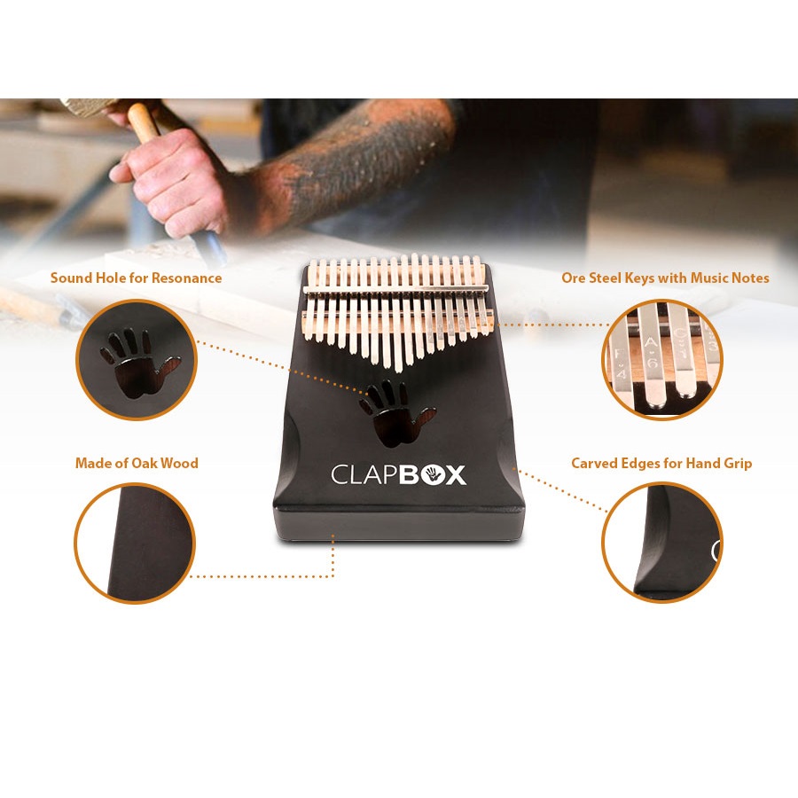 Clapbox 17 Keys Kalimba Black with Tune Hammer