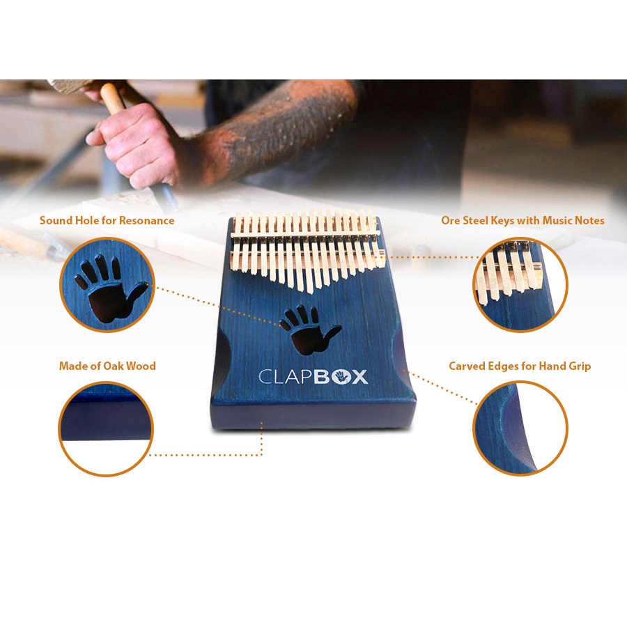 Clapbox 17 Keys Kalimba Blue with Tune Hammer