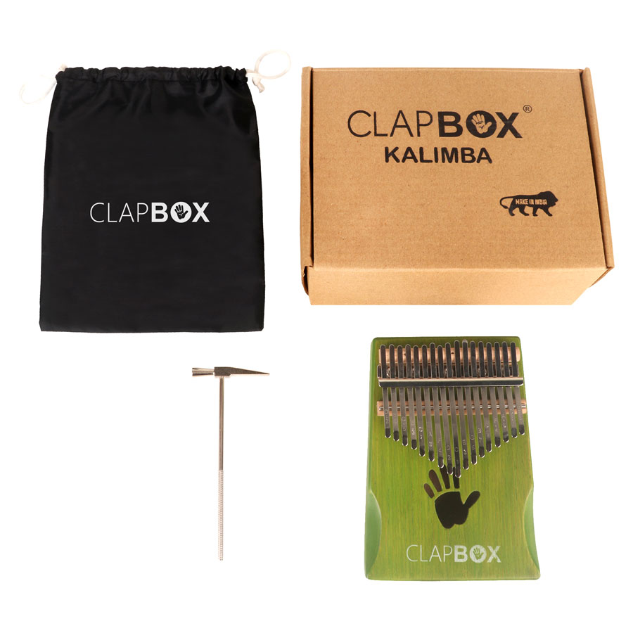 Clapbox 17 Keys Kalimba Green with Tune Hammer