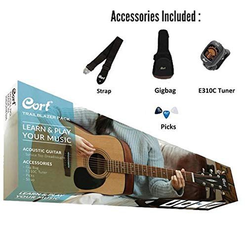 Cort AD810 Acoustic Guitar Pack - Bag Tuner Picks Strap