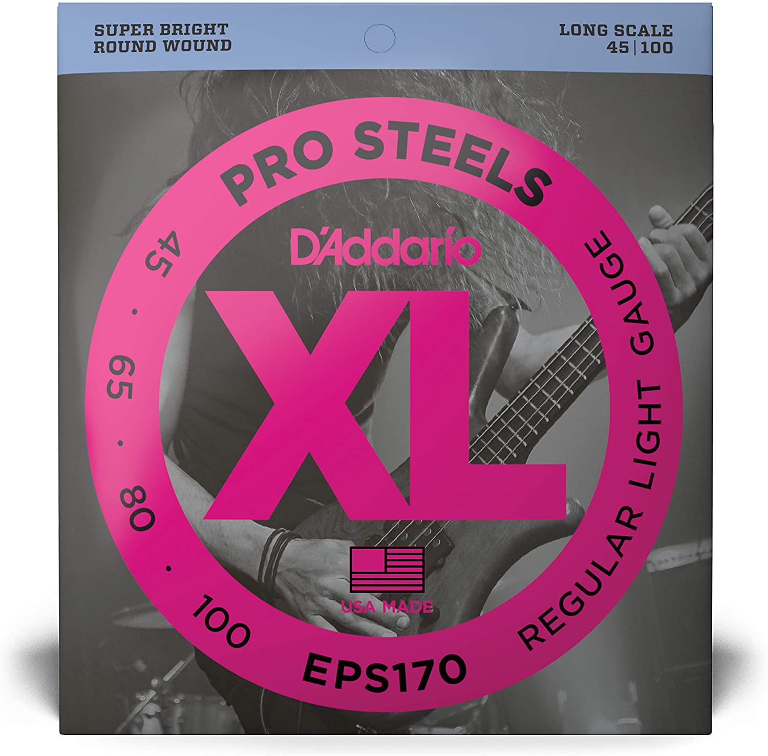 DAddario EPS170 ProSteels Bass Guitar Strings Light 45-100