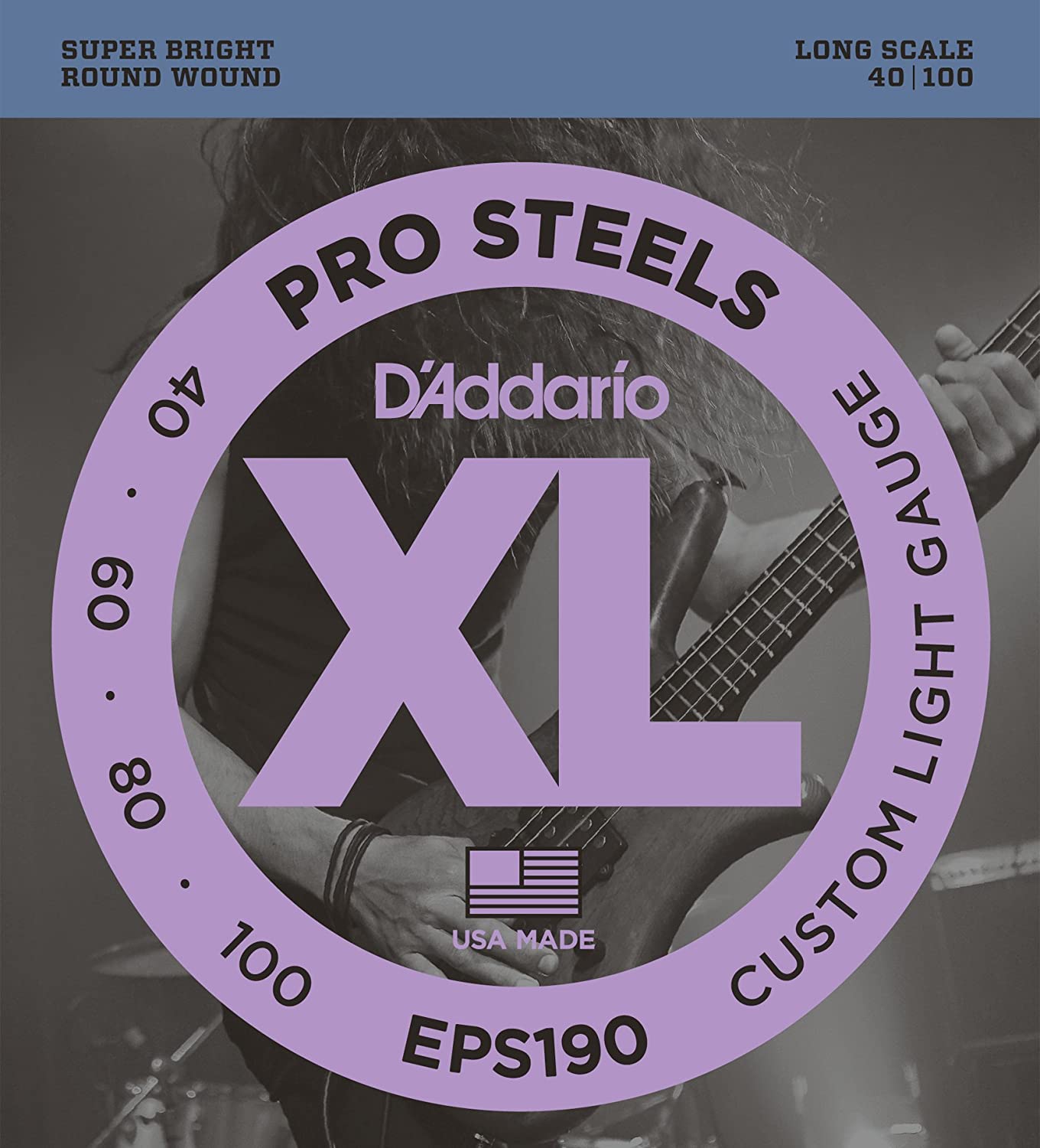 DAddario EPS190 ProSteels Bass Guitar Strings 40-100