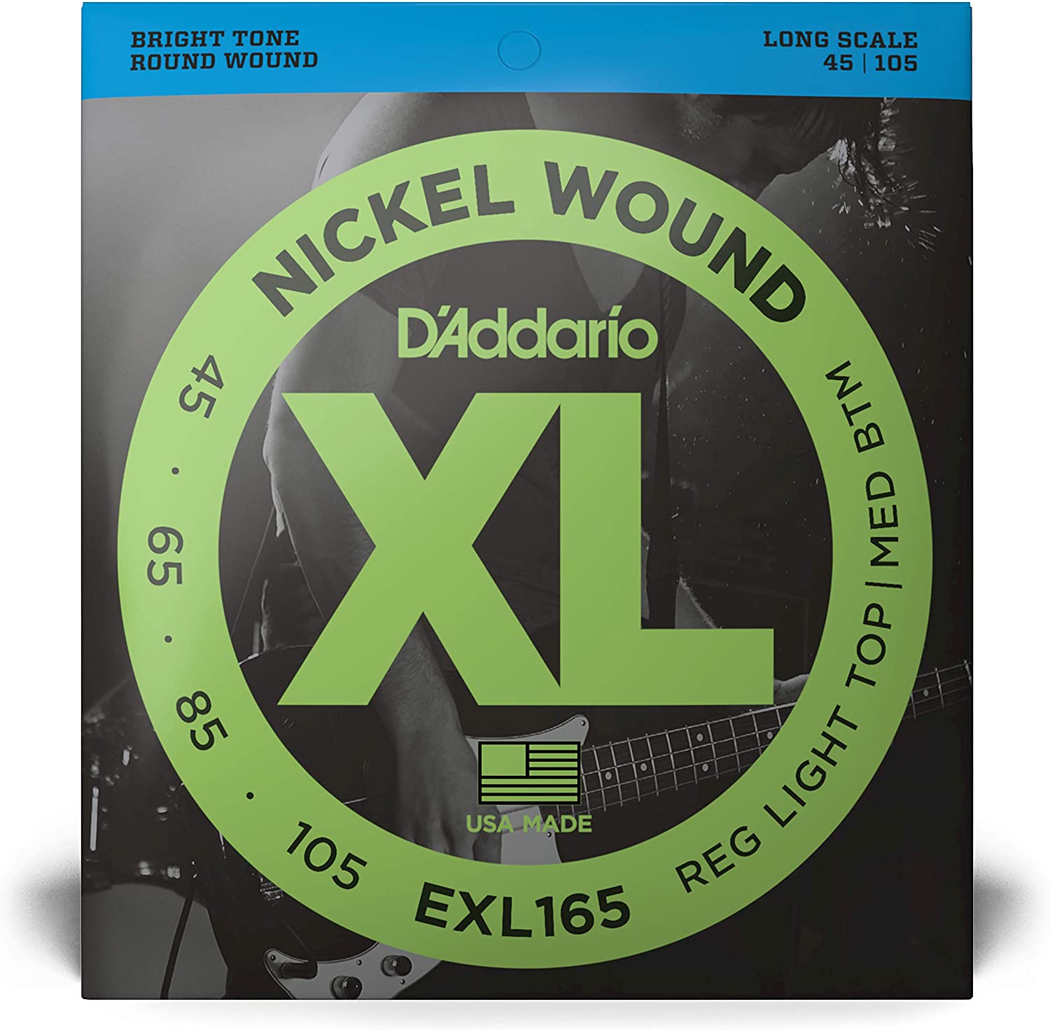 DAddario EXL165 Nickel Wound Bass Guitar Strings Custom Light 45-105