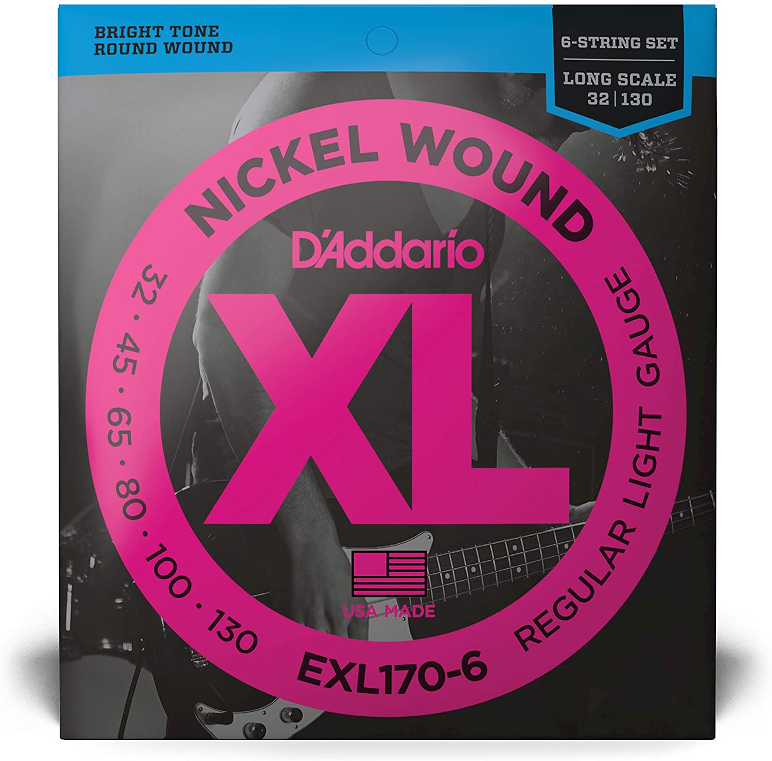 DAddario EXL170-6 6-String Nickel Wound Bass Guitar Strings Light 32-130