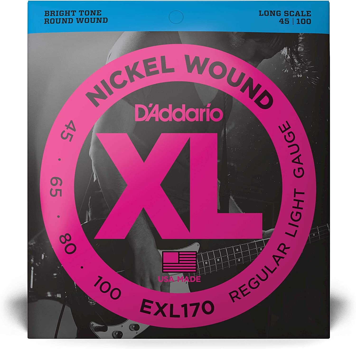 DAddario EXL170 Nickel Wound Bass Guitar Strings Light 45-100