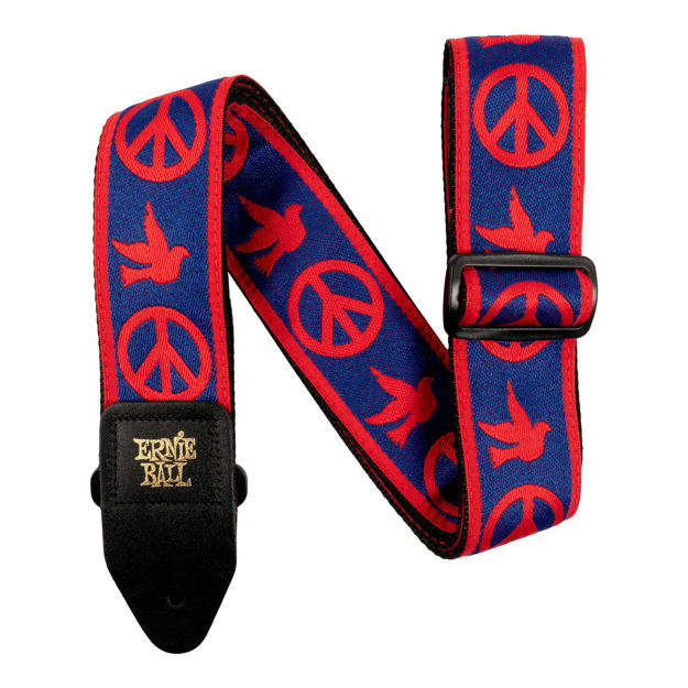 Ernie Ball 4698 Red and Blue Peace Love Dove Jacquard Guitar Strap