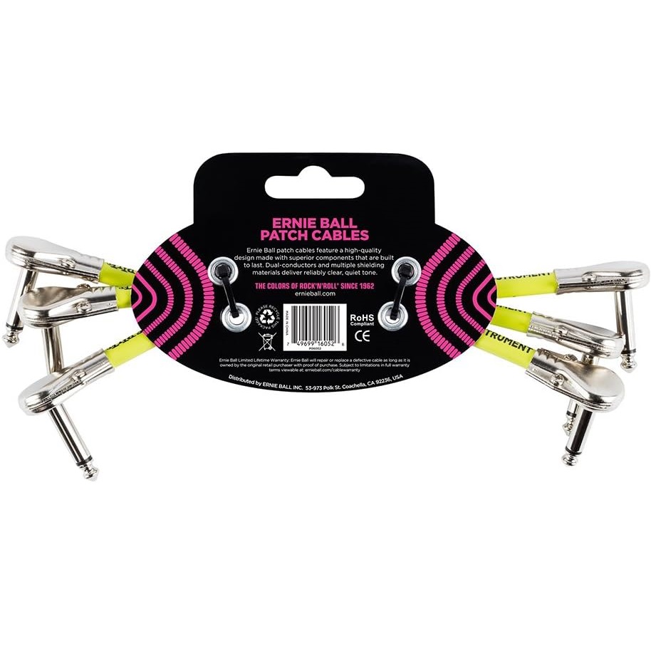 Ernie Ball 6 Inch Right Angle Patch Cable - 3 Pack