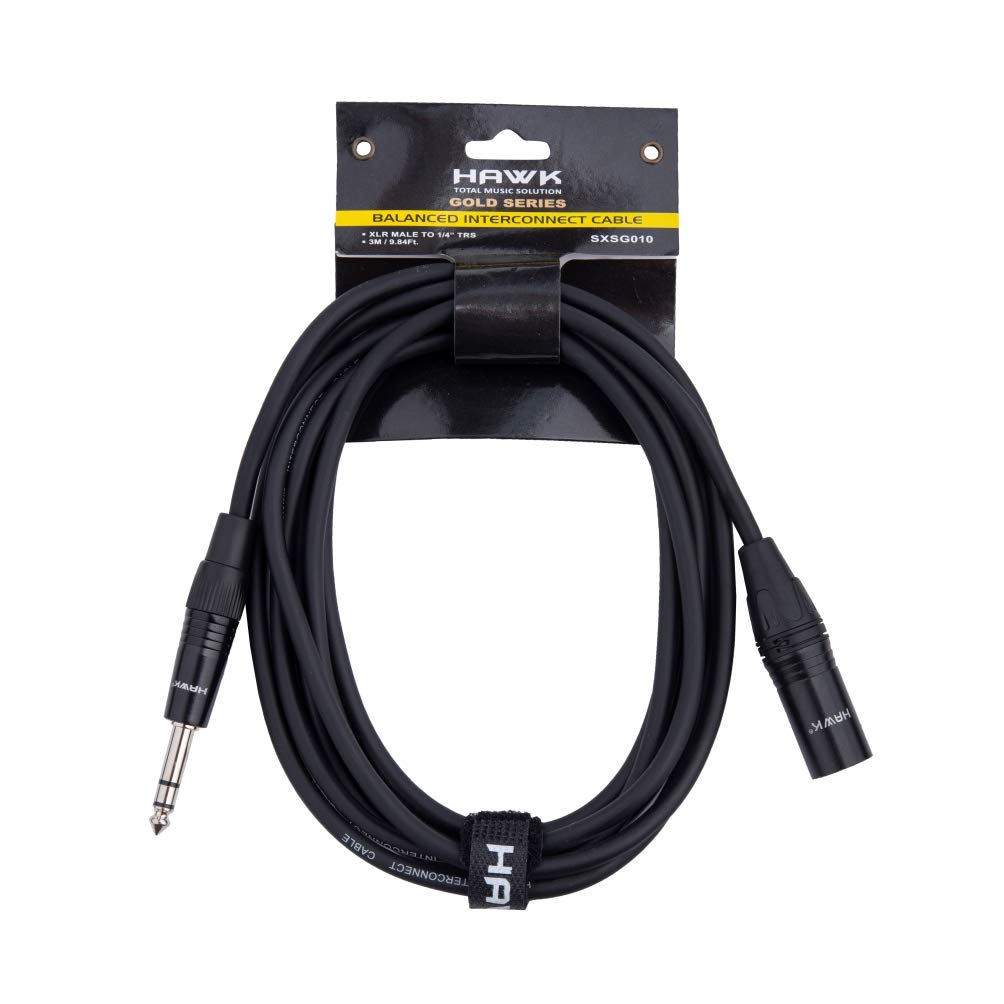 HAWK PROAUDIO SXSG005 Gold Series 635mm TRS Male to XLR Male - 5 Feet