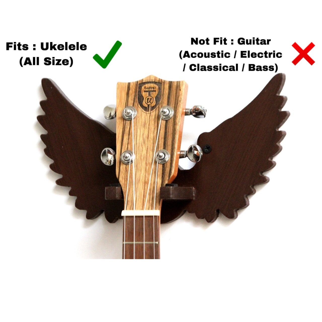 Hype String Ukulele Wall Hanger Wings