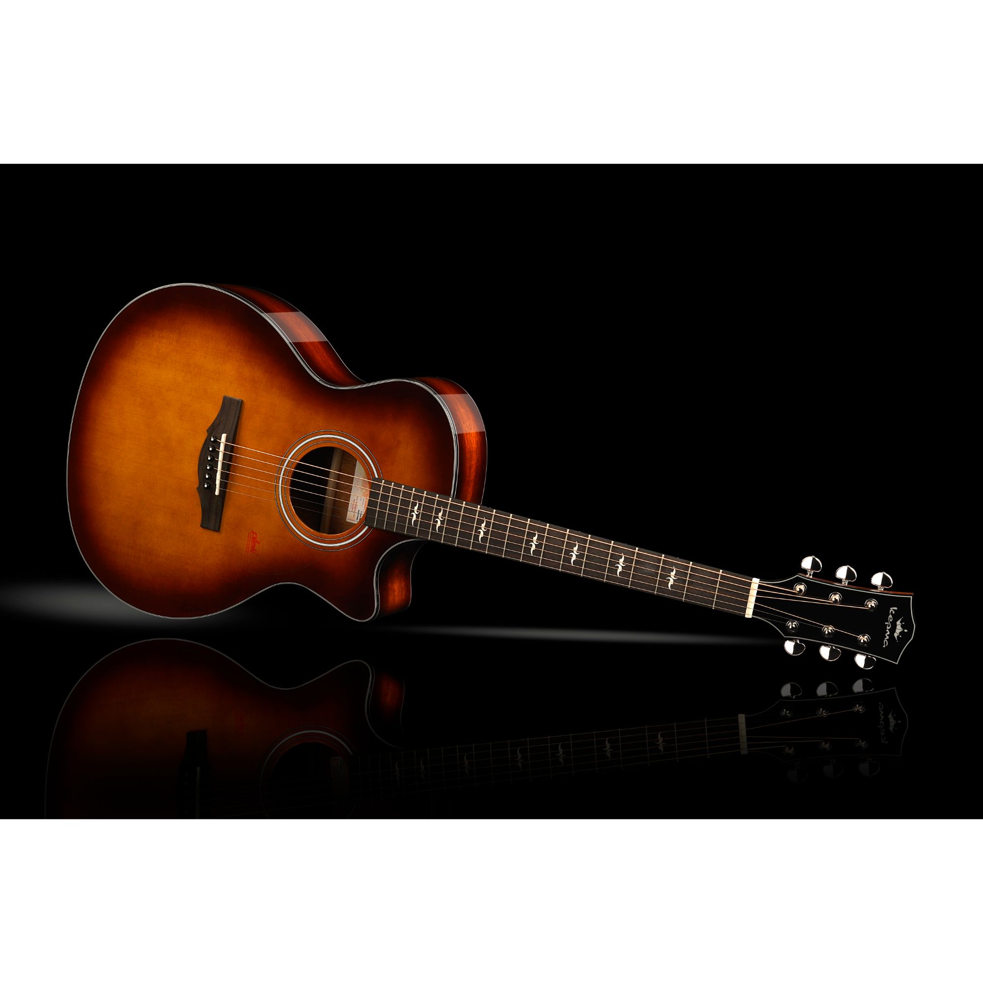 Kepma F1E GA Acoustic Guitar- Cherry Burst with Heavy Duty Gig Bag