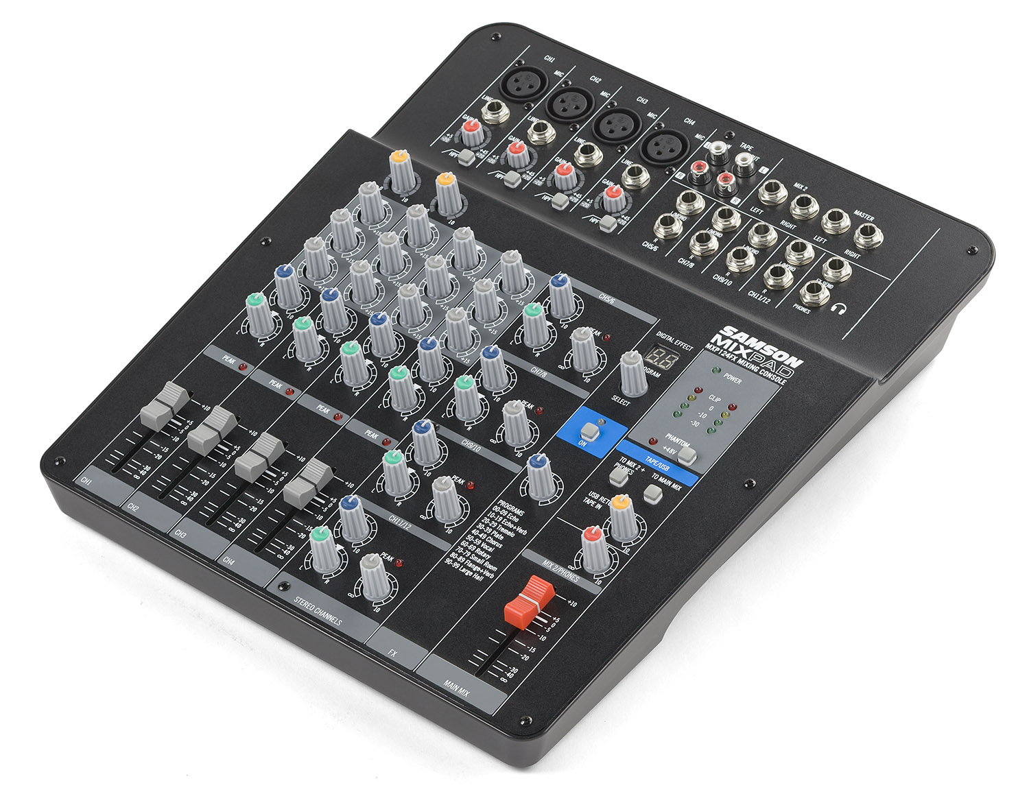 MixPad MXP124FX - Compact 12-Input Analog Stereo Mixer with Effects and USB