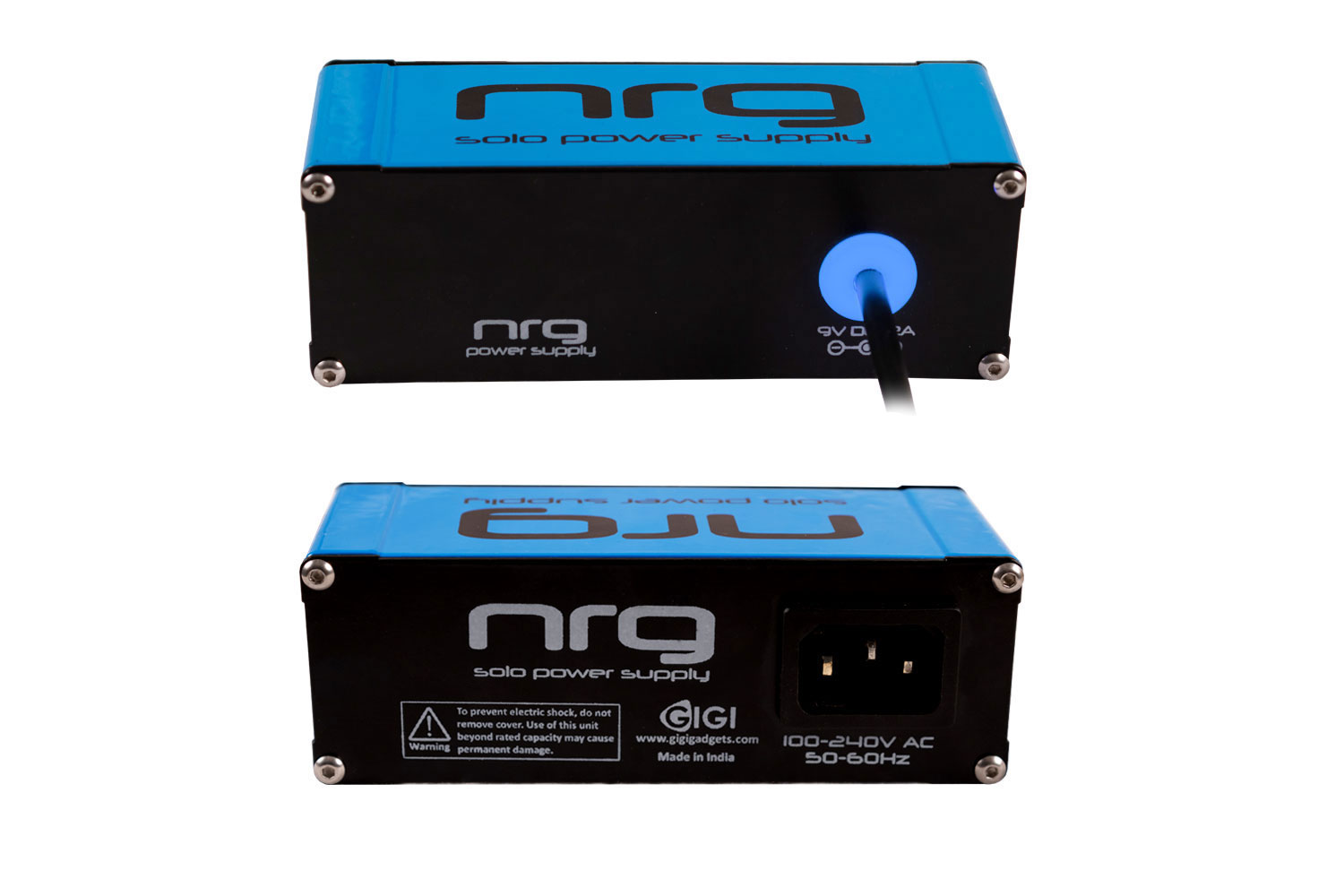 NRG Solo Power Supply 9volts 2amp Center ve Neon Blue