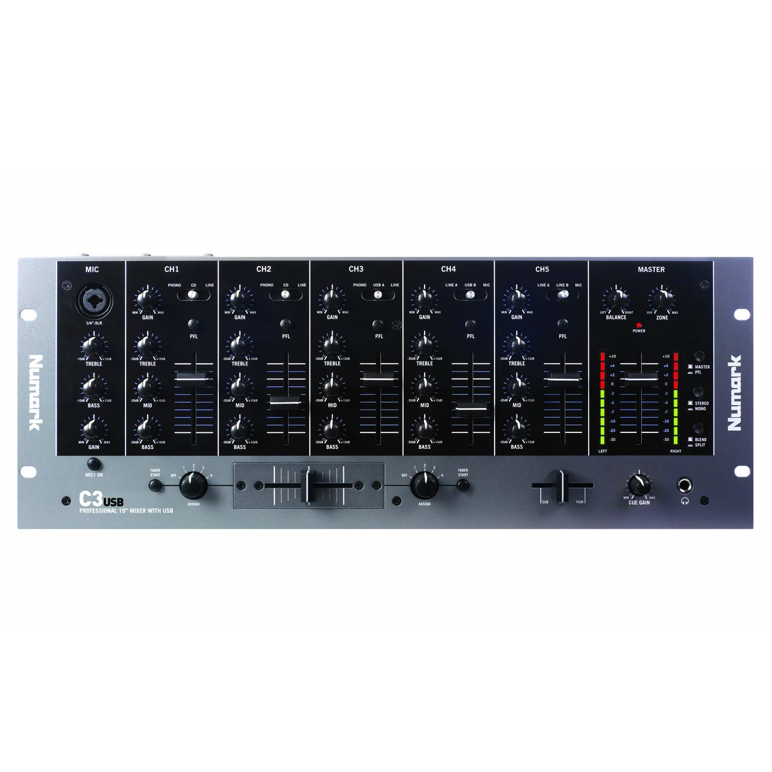 Numark C3USB 5-Channel 19 Rack Mountable DJ Mixer with USB Connection