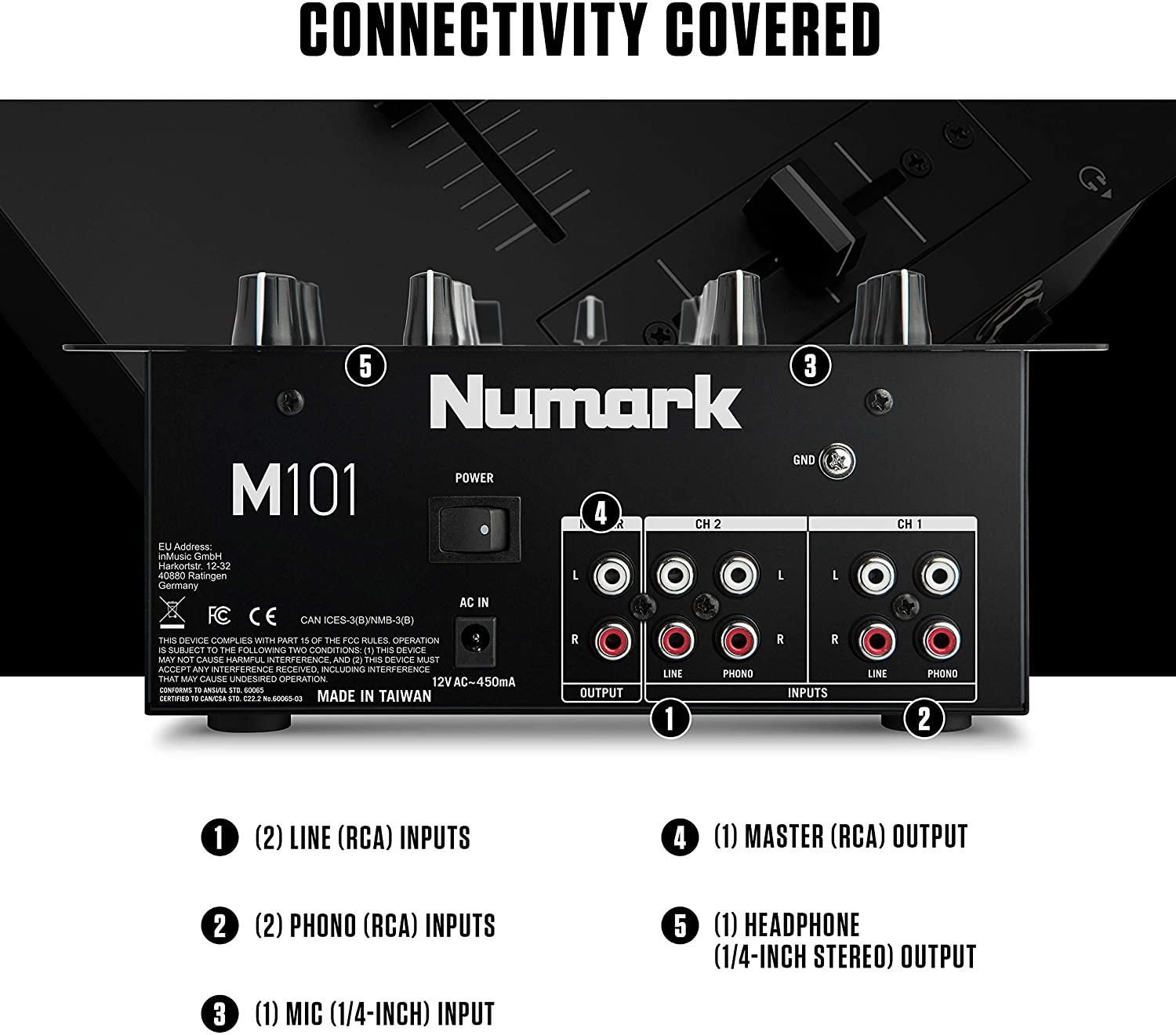 Numark M101 2-Channel DJ Mixer Black