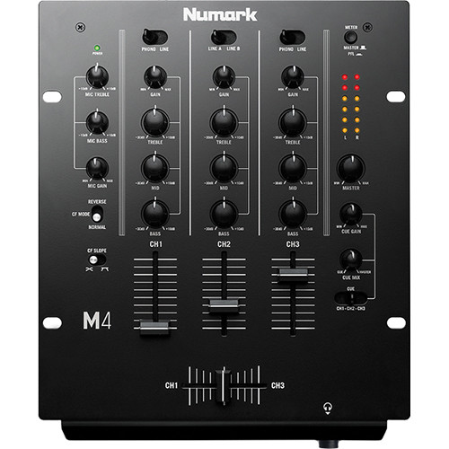 Numark M4 - Three-Channel DJ Mixer with 3-Band EQ Black