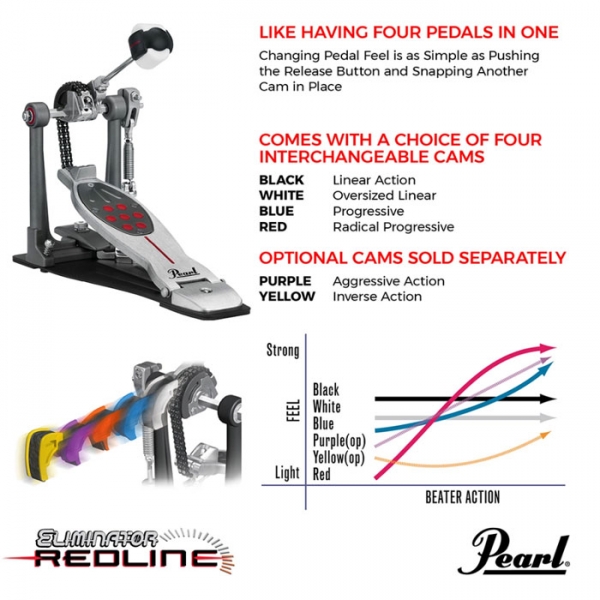 Pearl P-2050C Eliminator Chain Redline Single Bass Drum Pedal