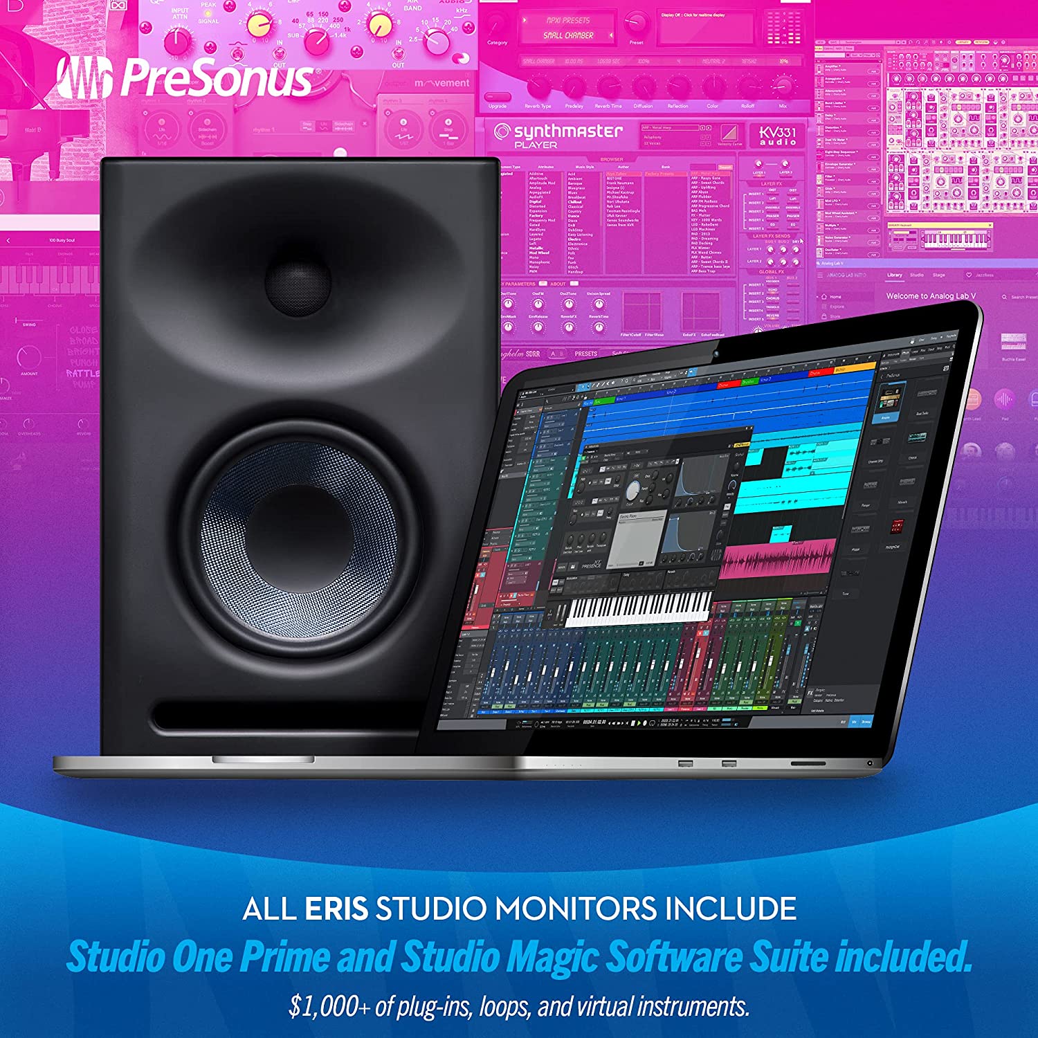 PreSonus Eris E7 XT 2-Way Active Near Field Studio Monitor with Waveguide Pair