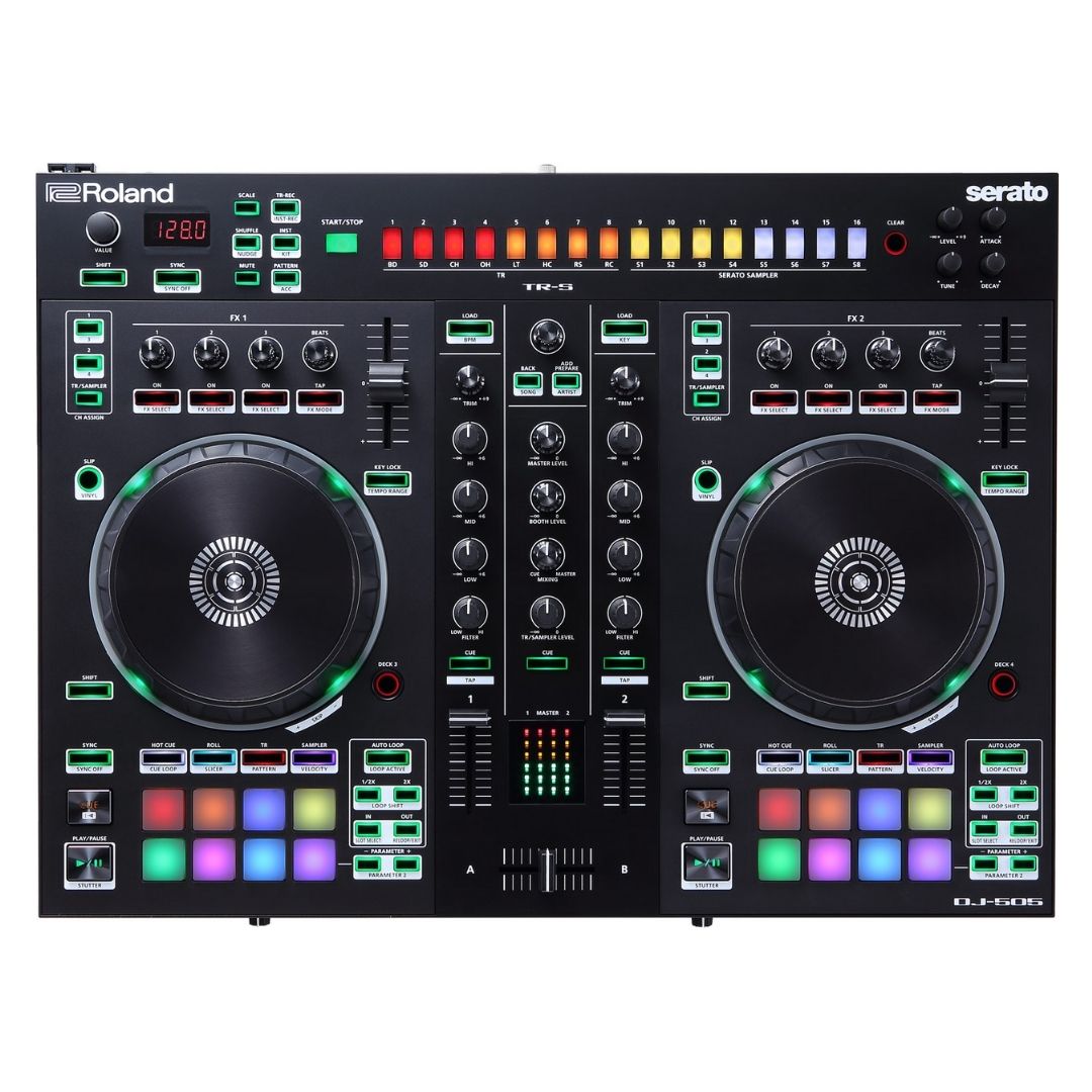 Roland DJ-505 2-deck Serato DJ Controller with Drum Machine