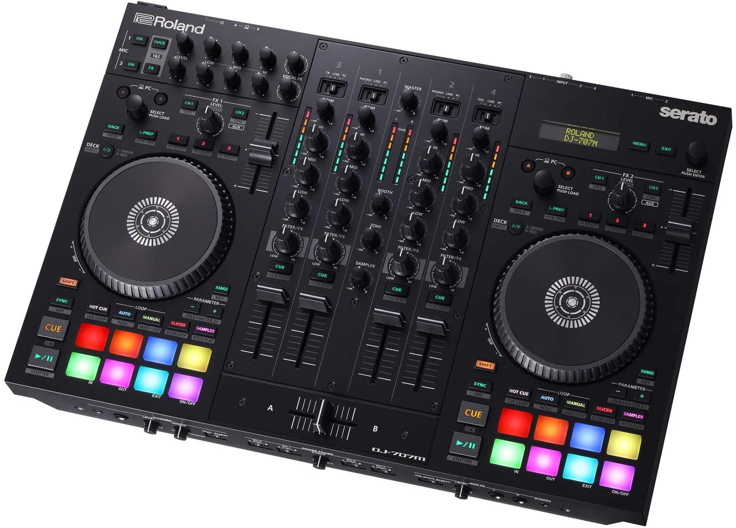 Roland DJ-707M 4-deck Serato DJ Pro Controller with Drum Machine and Vocal Transformer