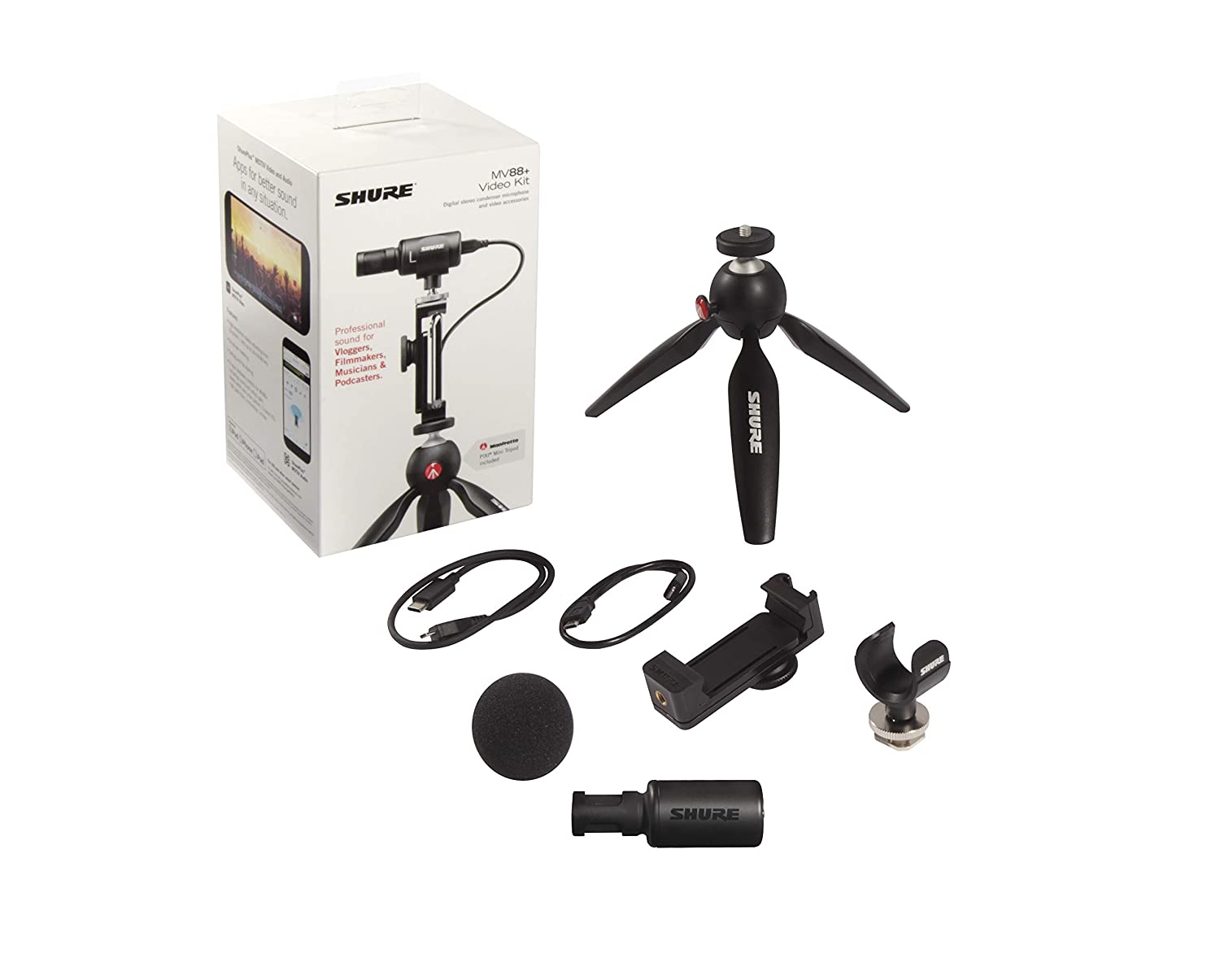 Shure MOTIV MV88 Video Kit Digital Stereo Microphone and Accessories